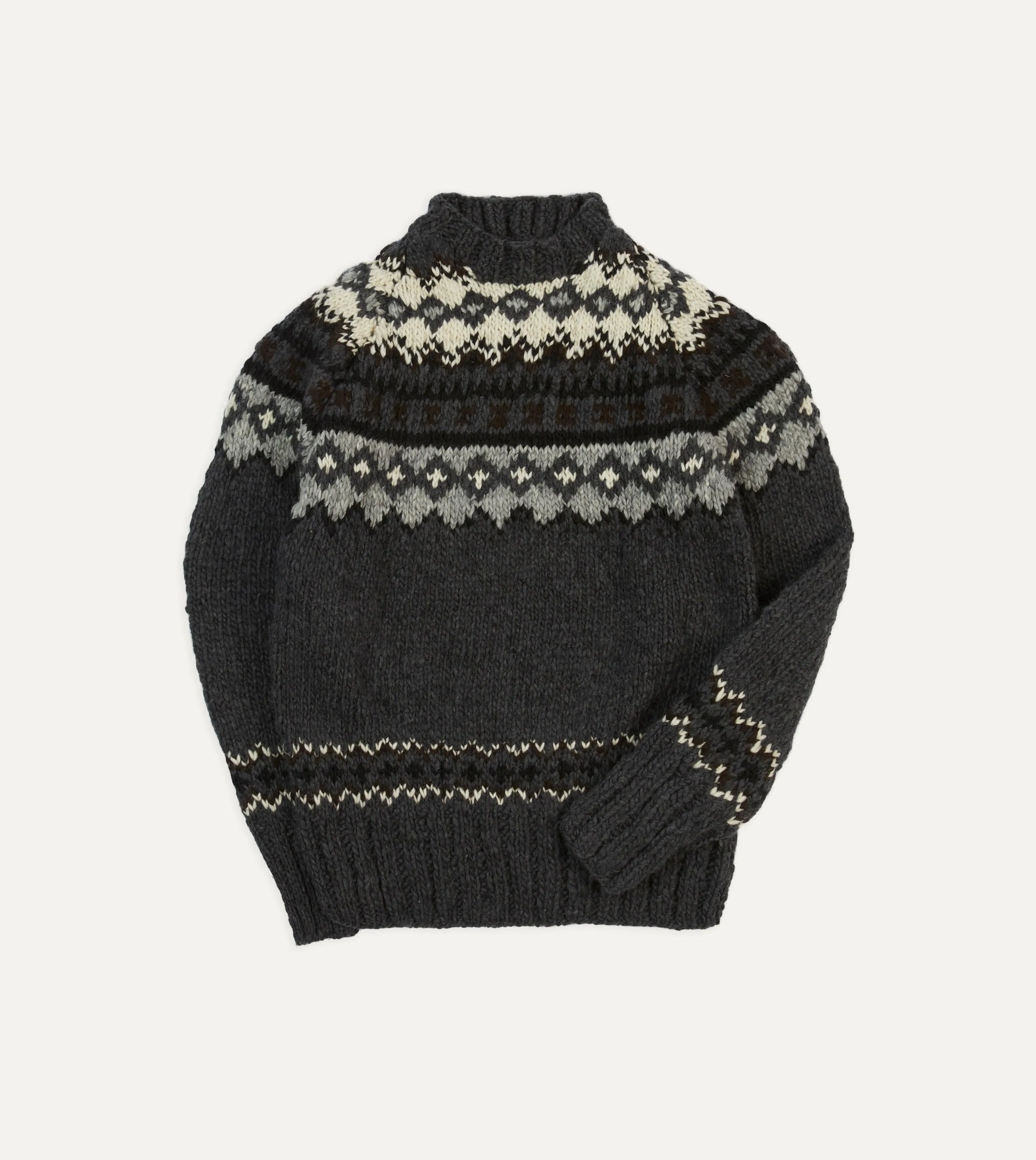 Chamula Grey Fairisle Merino Jumper sold by Drake's London