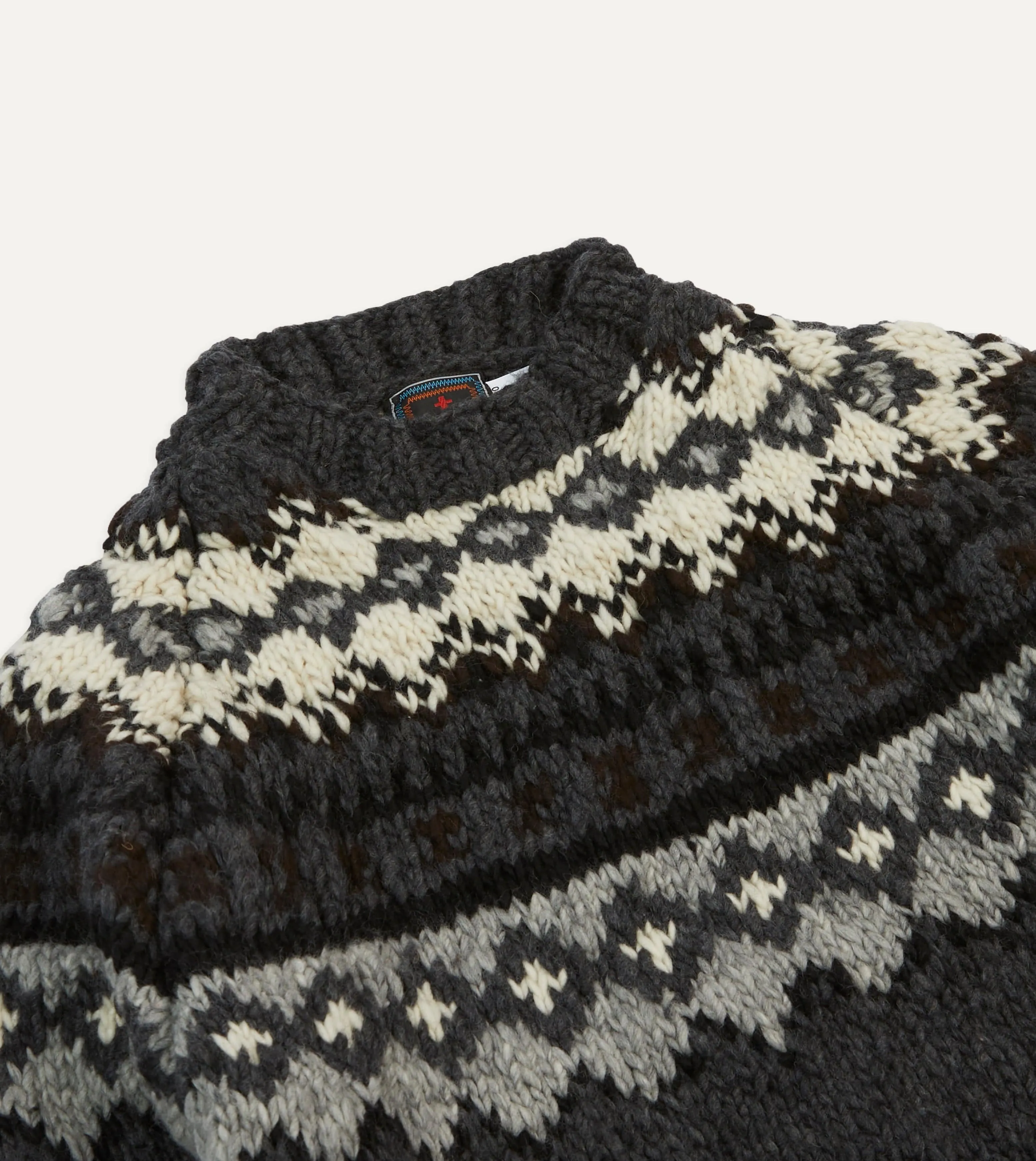 Chamula Grey Fairisle Merino Jumper sold by Drake's London product image thumbnail 3
