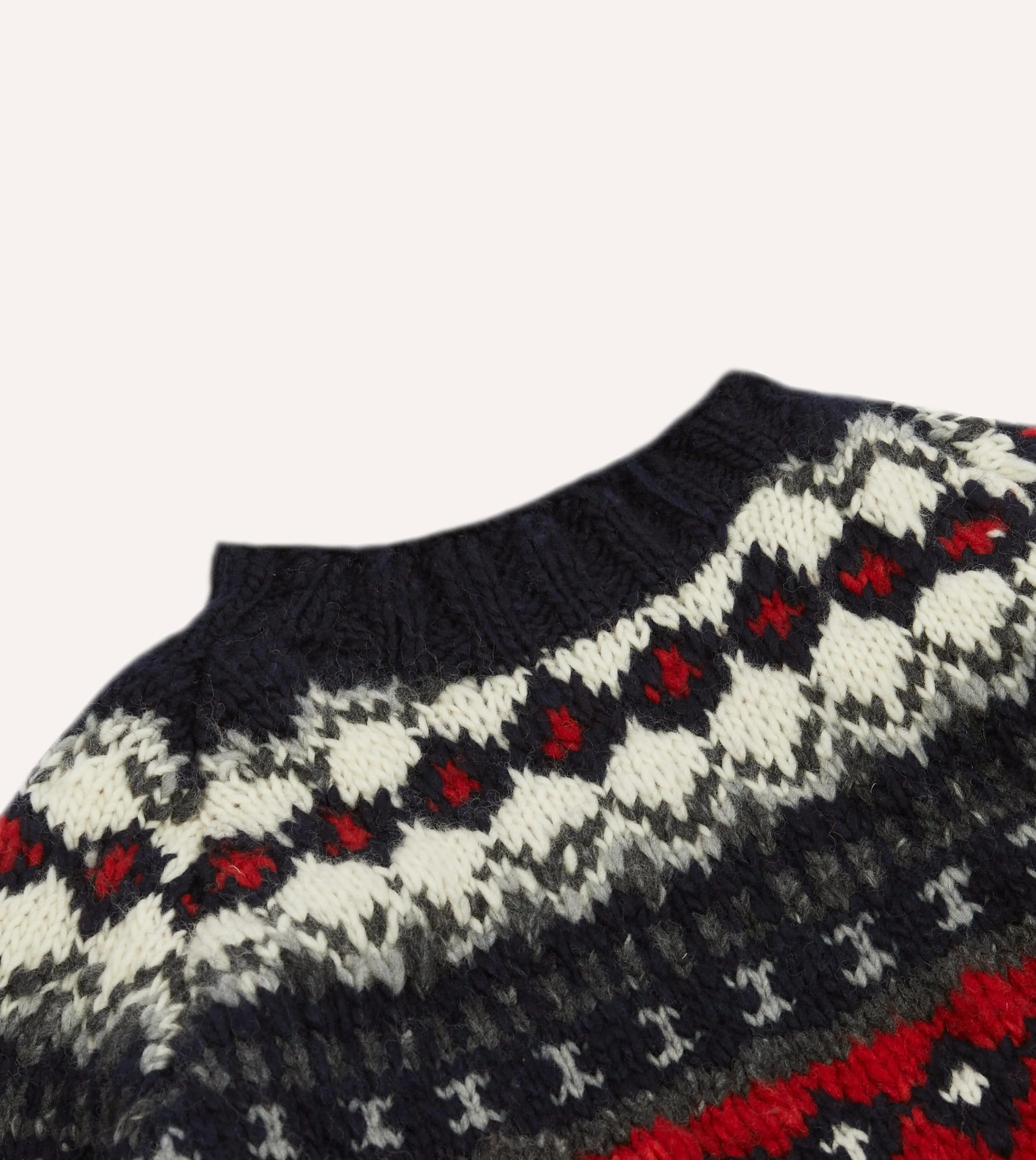Chamula for Drake's Navy and Red Fairisle Merino Jumper sold by Drake's London product image thumbnail 3