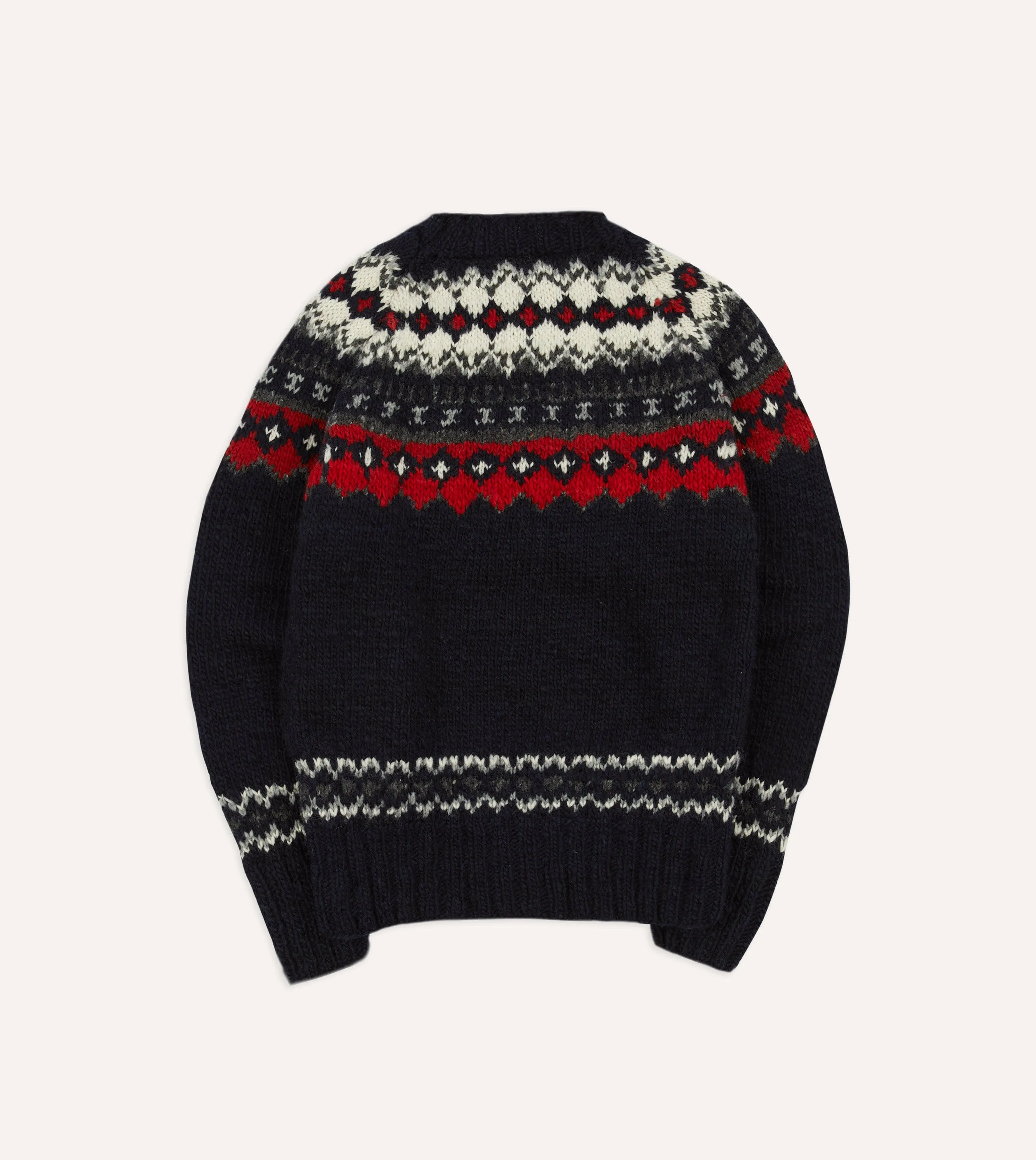 Chamula for Drake's Navy and Red Fairisle Merino Jumper sold by Drake's London product image thumbnail 5