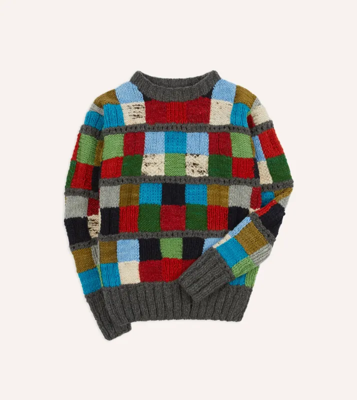 Chamula for Drake's Patchwork Merino Jumper sold by Drake's London
