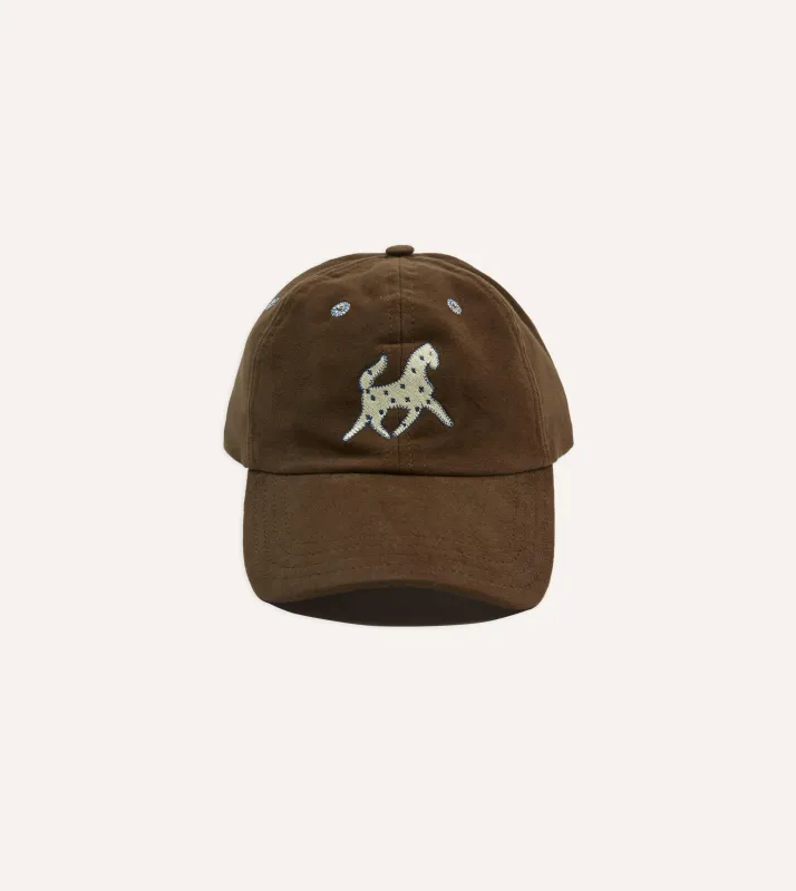 Brown Horse Emblem Moleskin Baseball Cap sold by Drake's London
