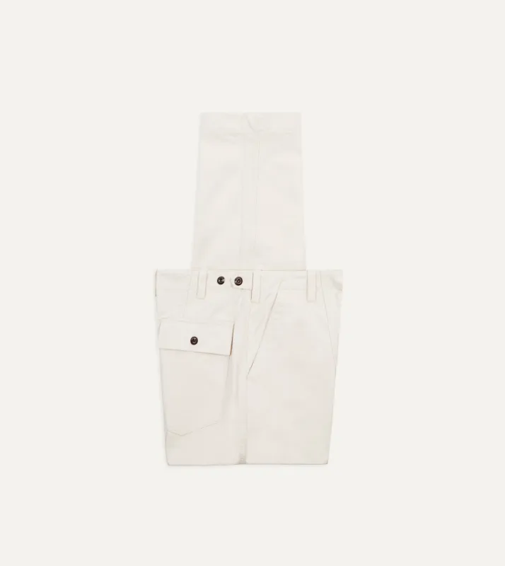 Ecru Cotton Canvas Panel Trousers sold by Drake's London