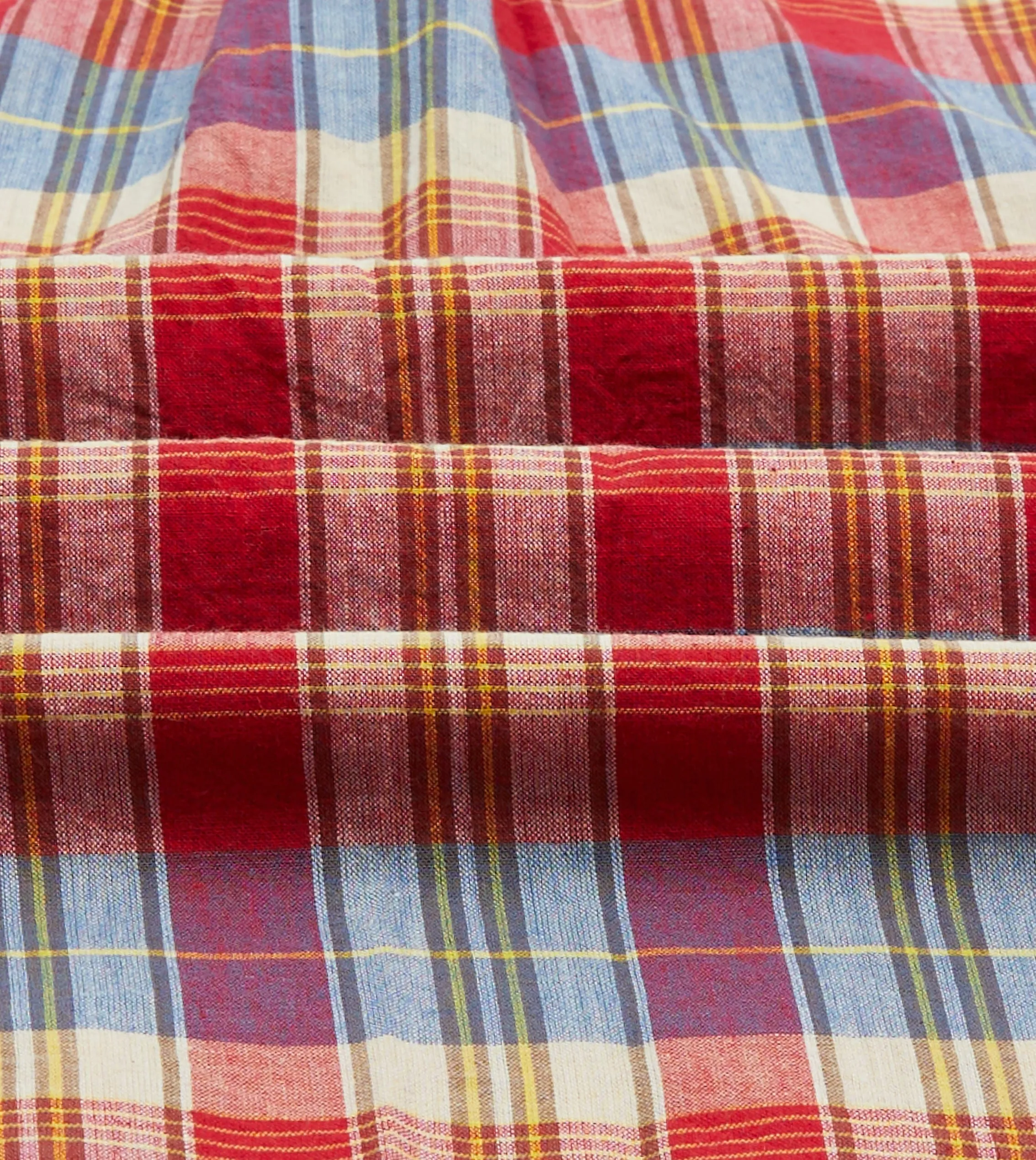 Red and Blue Madras Check Cotton Button-Down Popover Shirt sold by Drake's London product image thumbnail 2