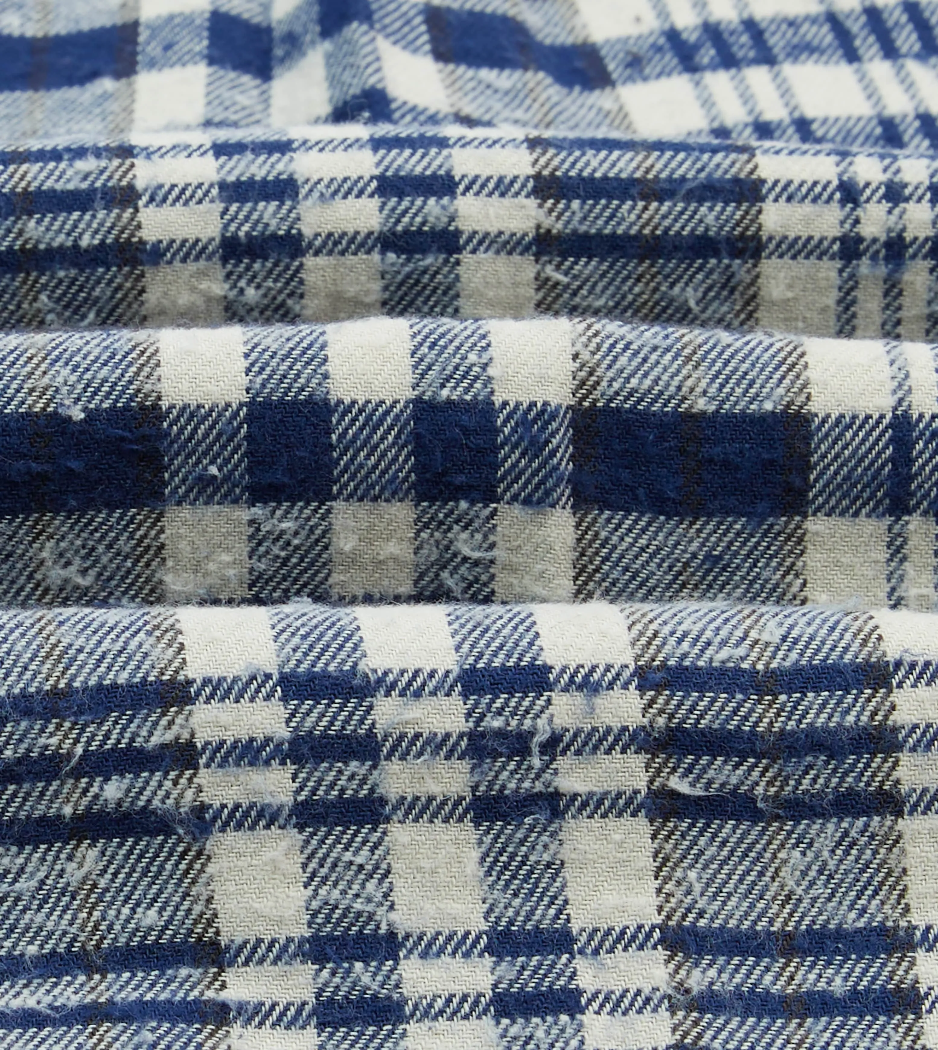 Blue Check Brushed Cotton Two-Pocket Work Shirt sold by Drake's London product image thumbnail 2