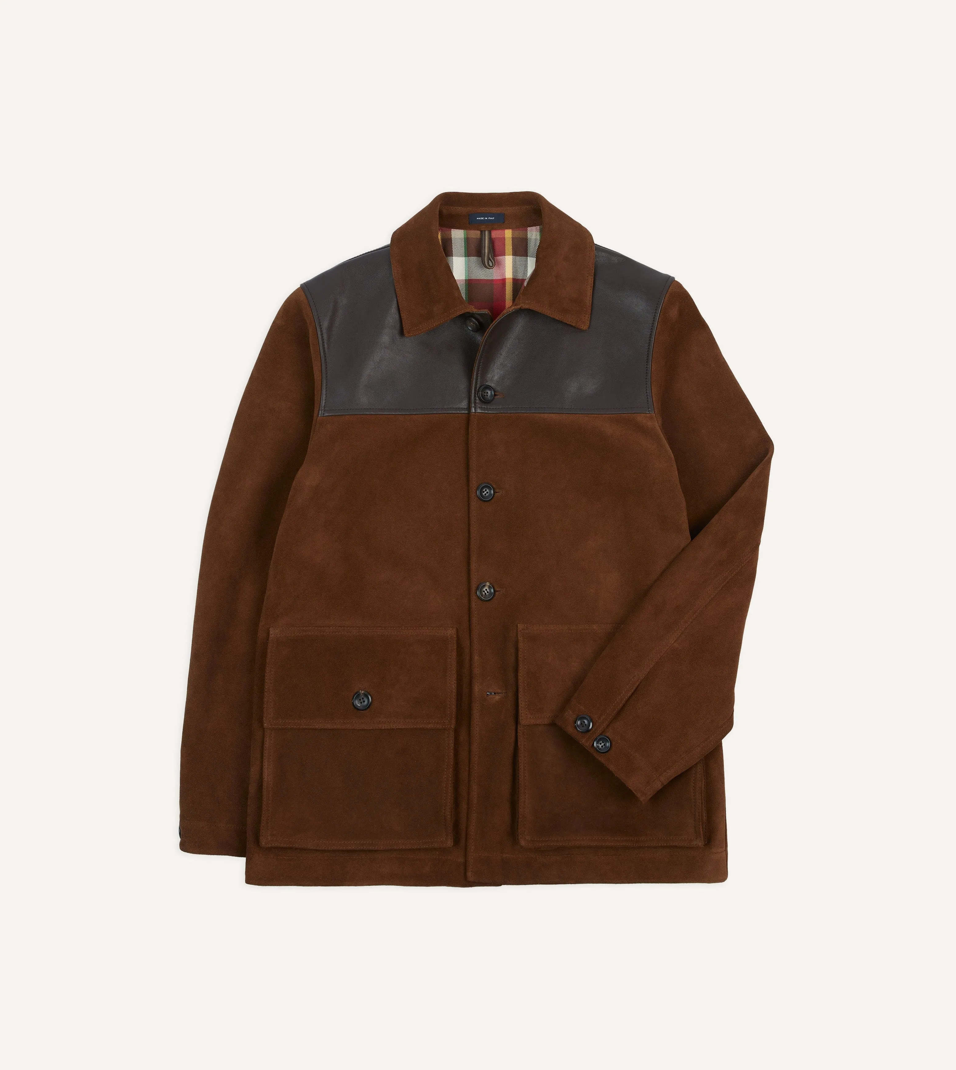 Brown Suede and Leather Donkey Jacket sold by Drake's London