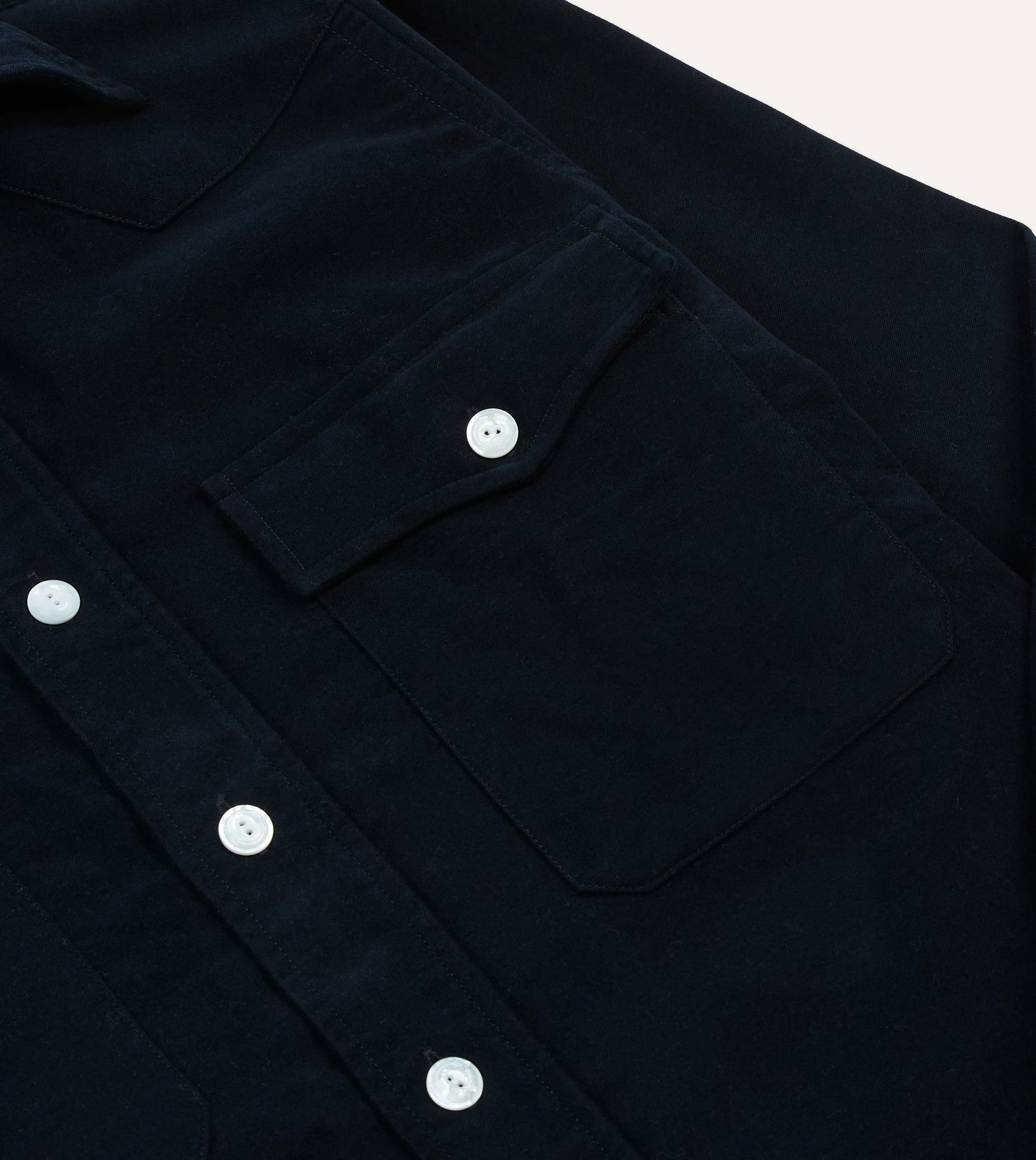 Navy Moleskin Two-Pocket Western Shirt sold by Drake's London product image thumbnail 4