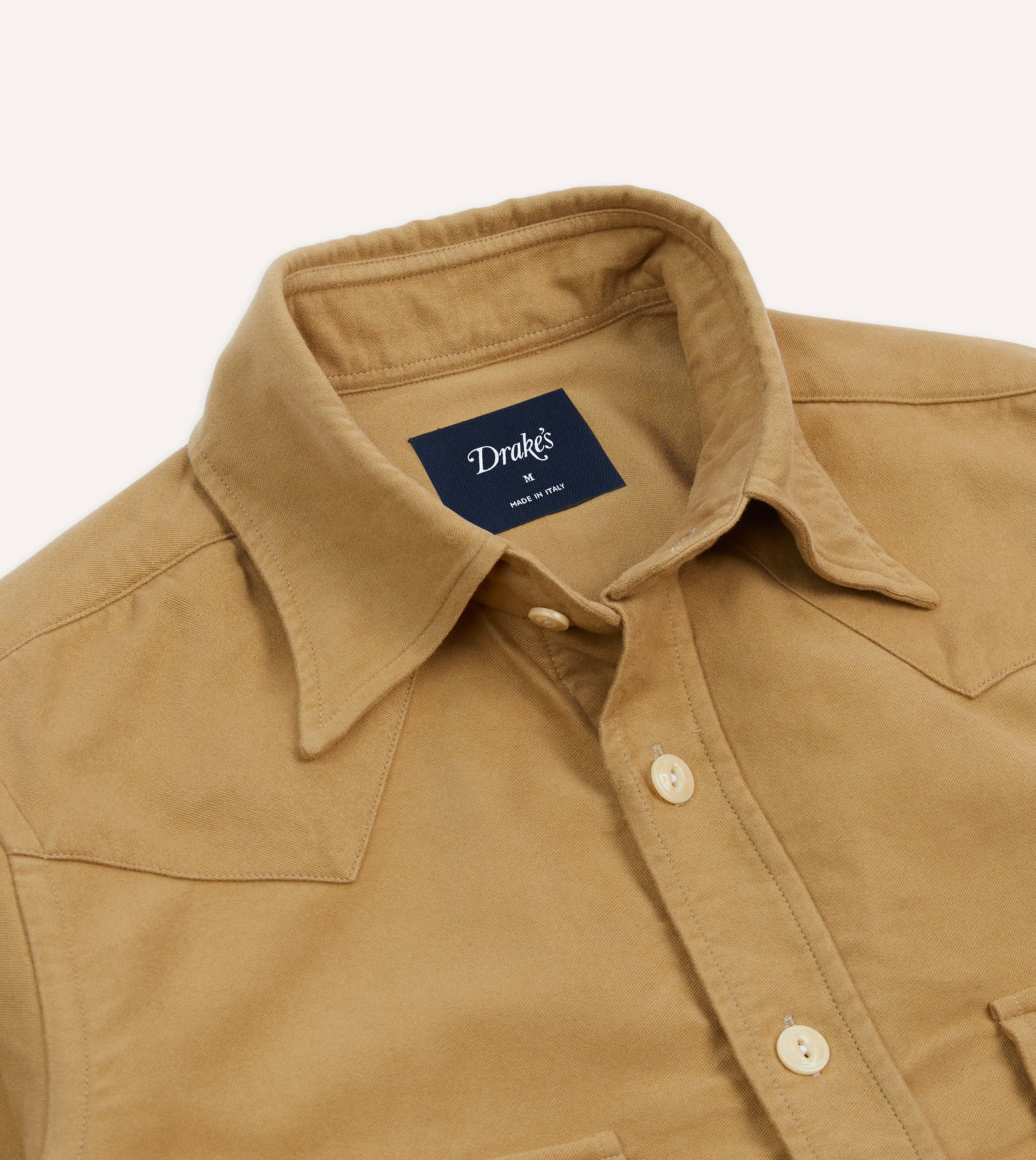 Sand Moleskin Two-Pocket Western Shirt sold by Drake's London product image thumbnail 3