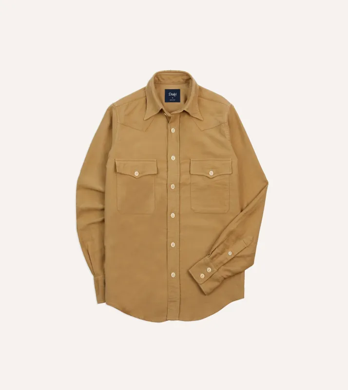 Sand Moleskin Two-Pocket Western Shirt sold by Drake's London