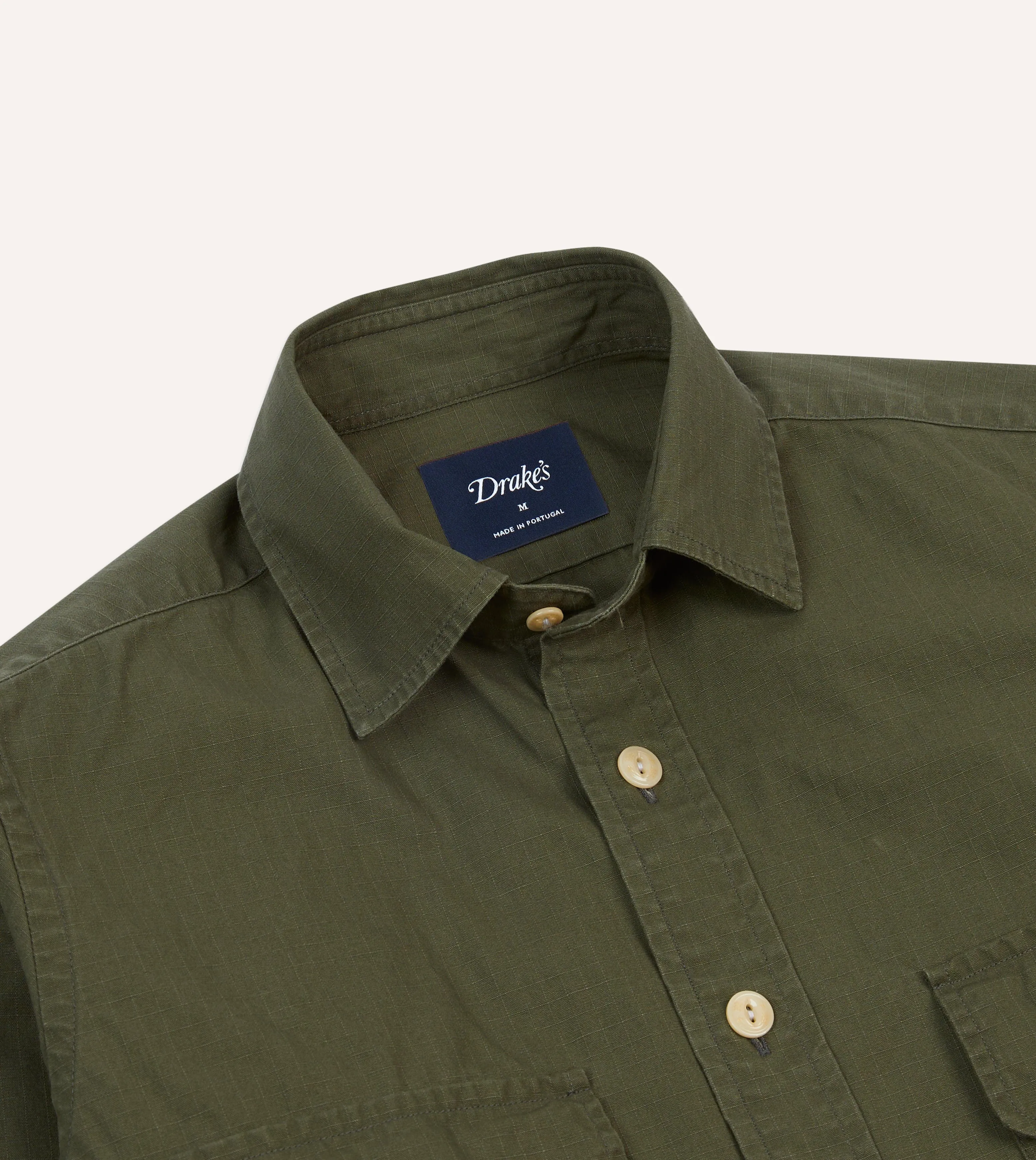 Olive Ripstop Cotton Work Shirt sold by Drake's London product image thumbnail 3