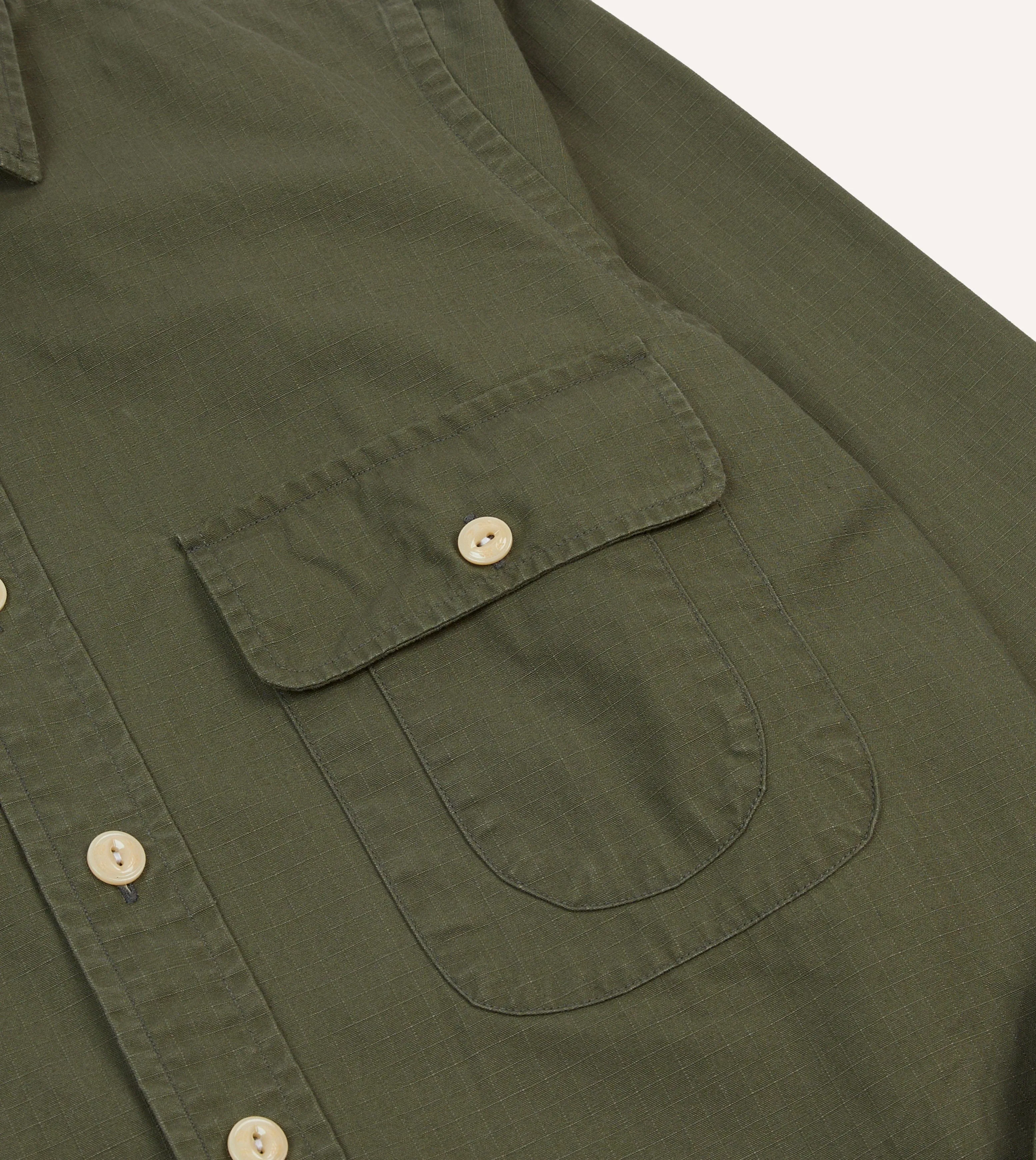 Olive Ripstop Cotton Work Shirt sold by Drake's London product image thumbnail 4