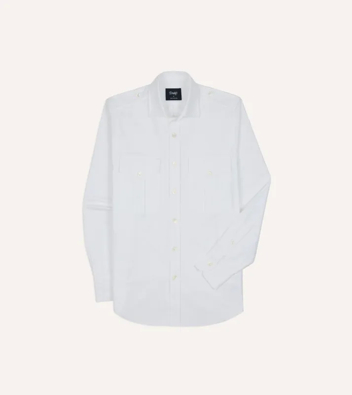White Oxford Cotton Military Shirt sold by Drake's London
