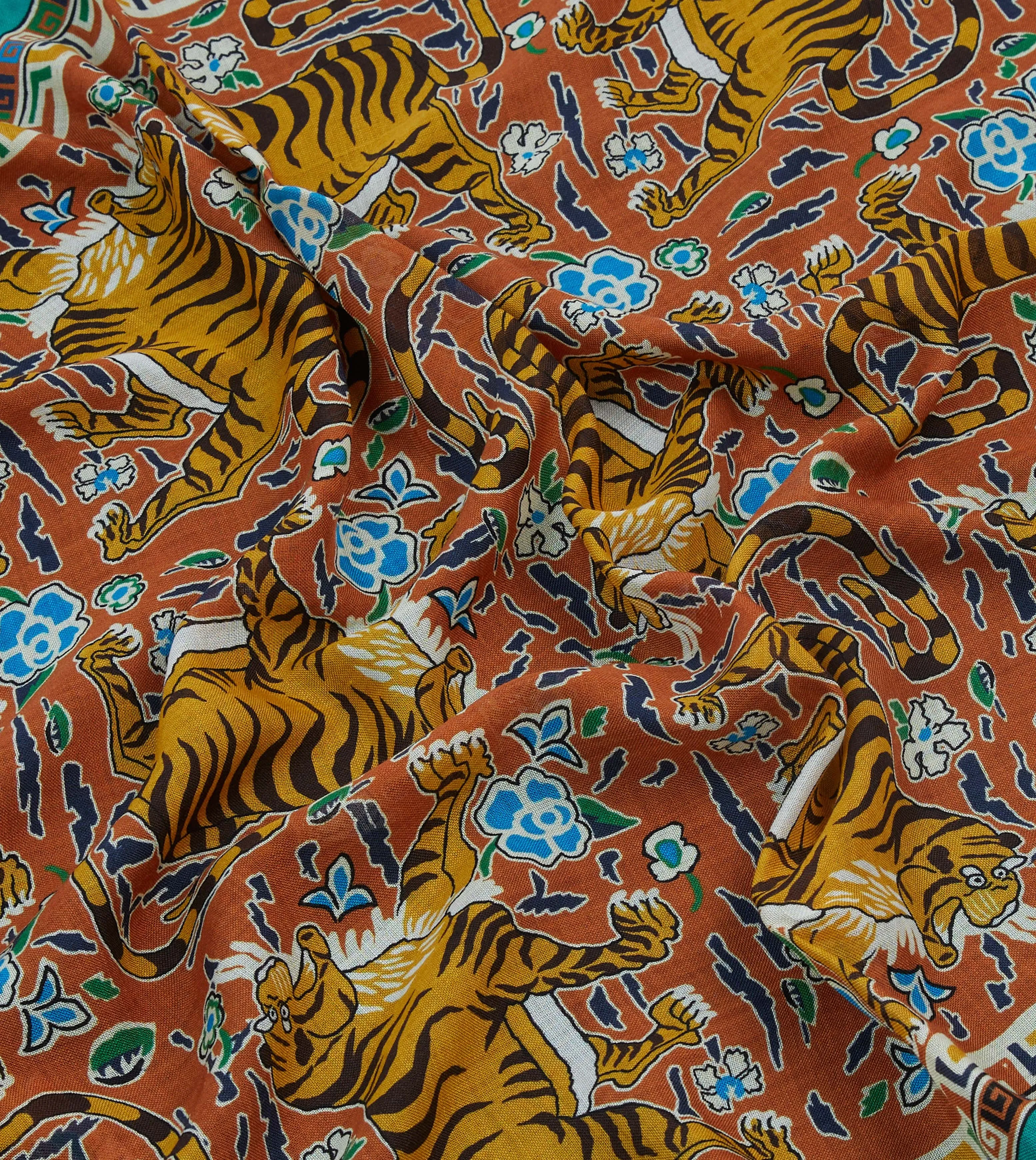 Orange Jumbo Tiger Print Wool-Silk Scarf sold by Drake's London product image thumbnail 2
