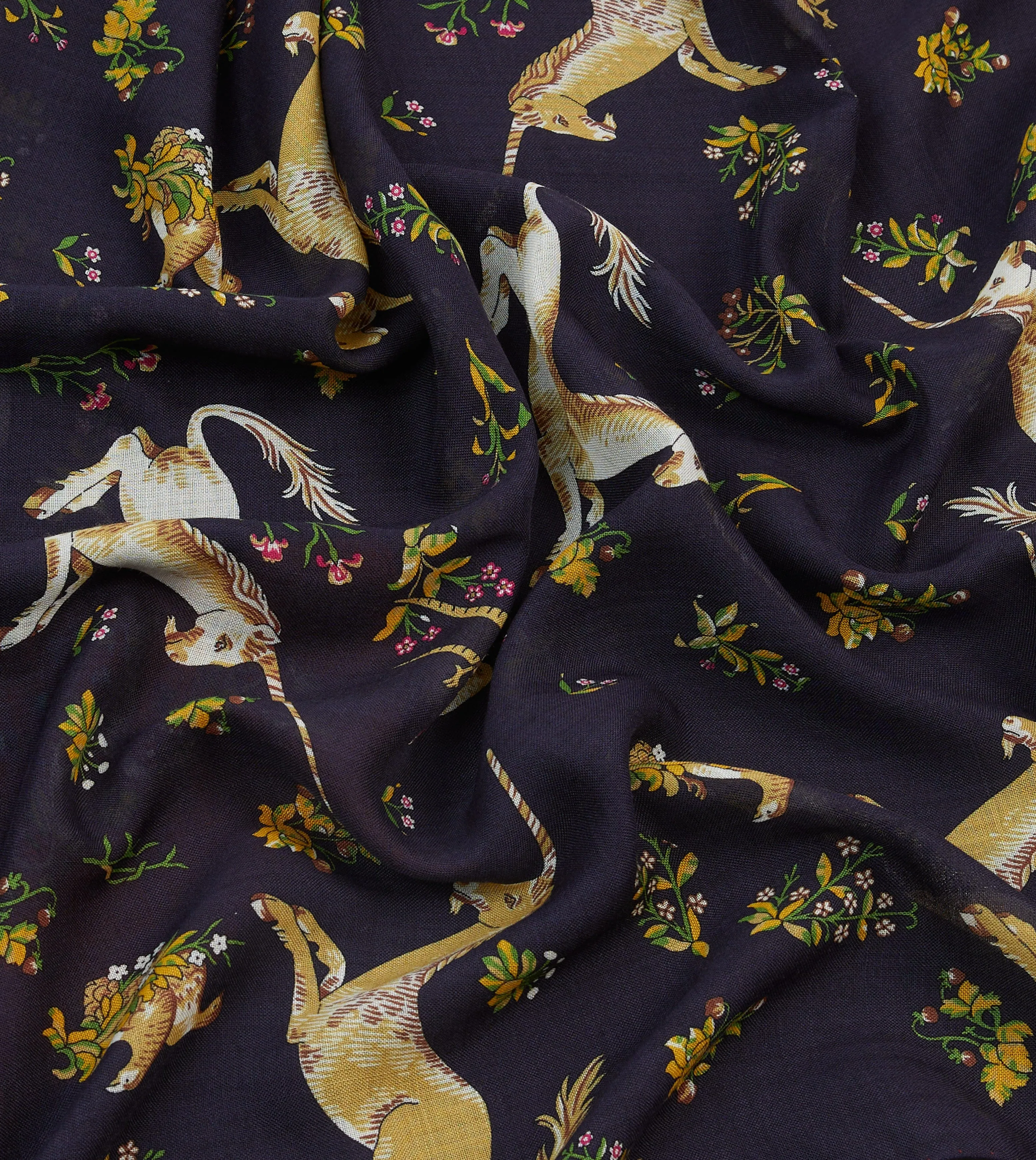 Navy and Red Unicorn Print Tubular Wool Silk Scarf sold by Drake's London product image thumbnail 2