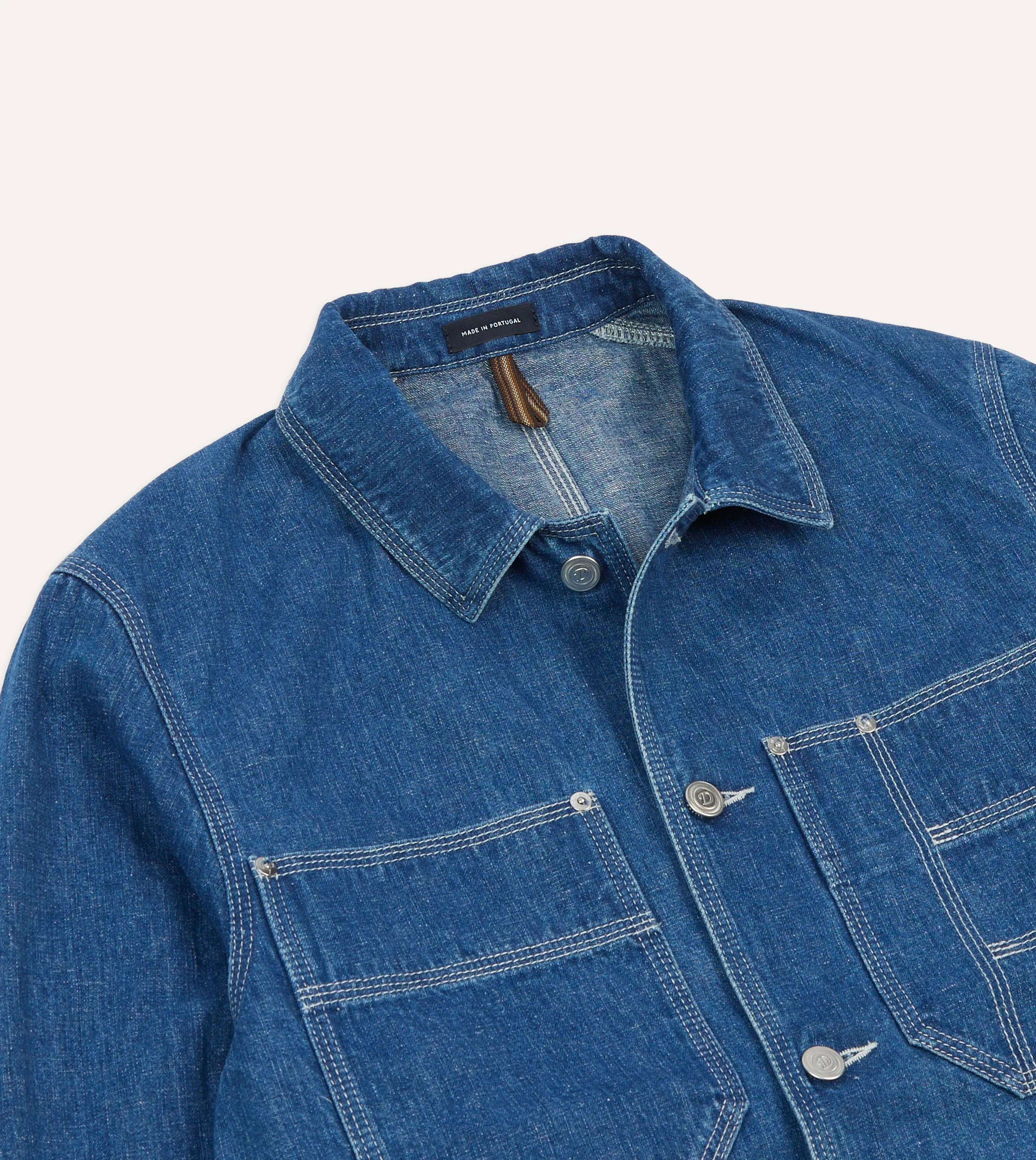 Stone Wash Selvedge Denim Welder Jacket sold by Drake's London product image thumbnail 3