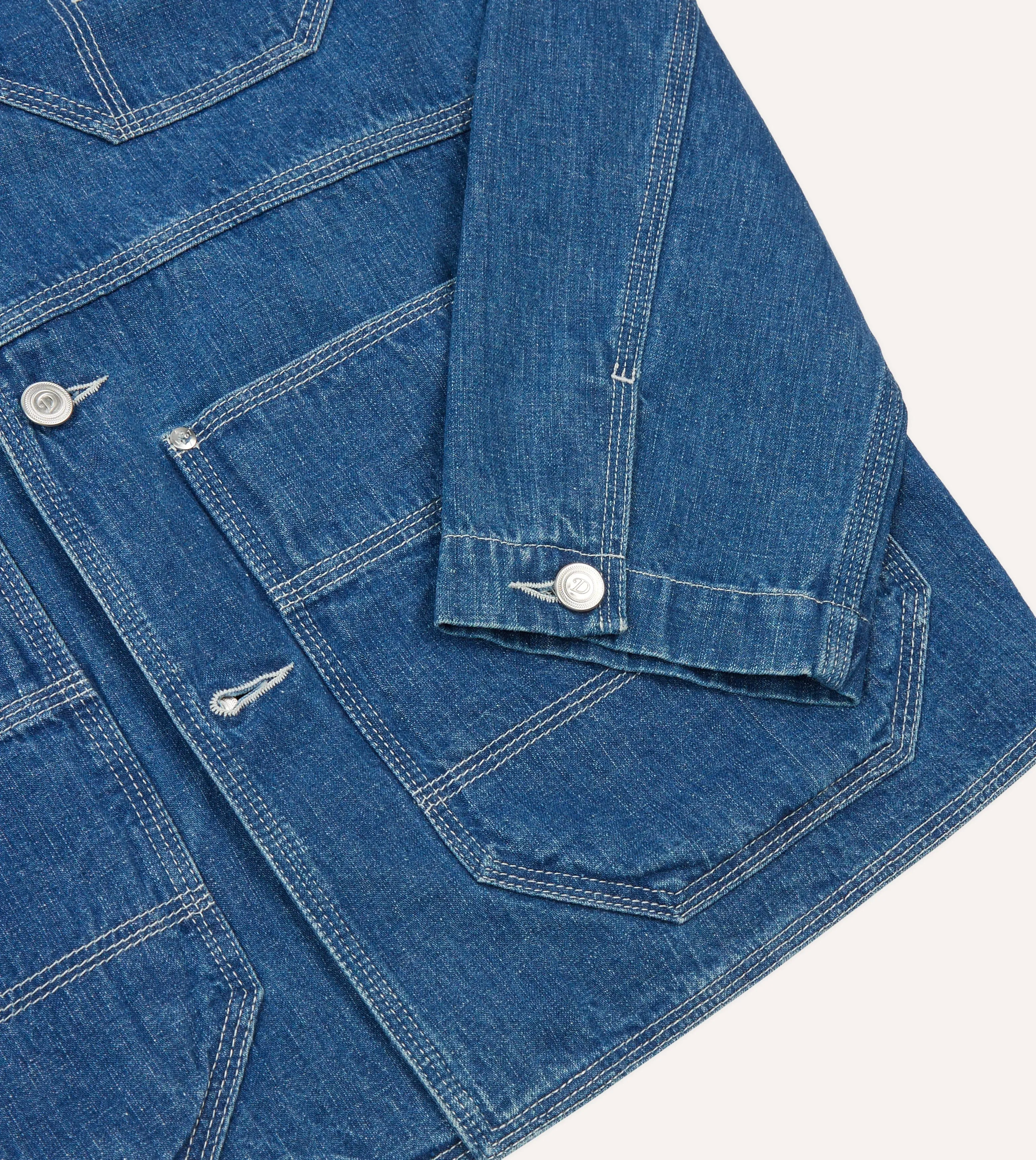 Stone Wash Selvedge Denim Welder Jacket sold by Drake's London product image thumbnail 5