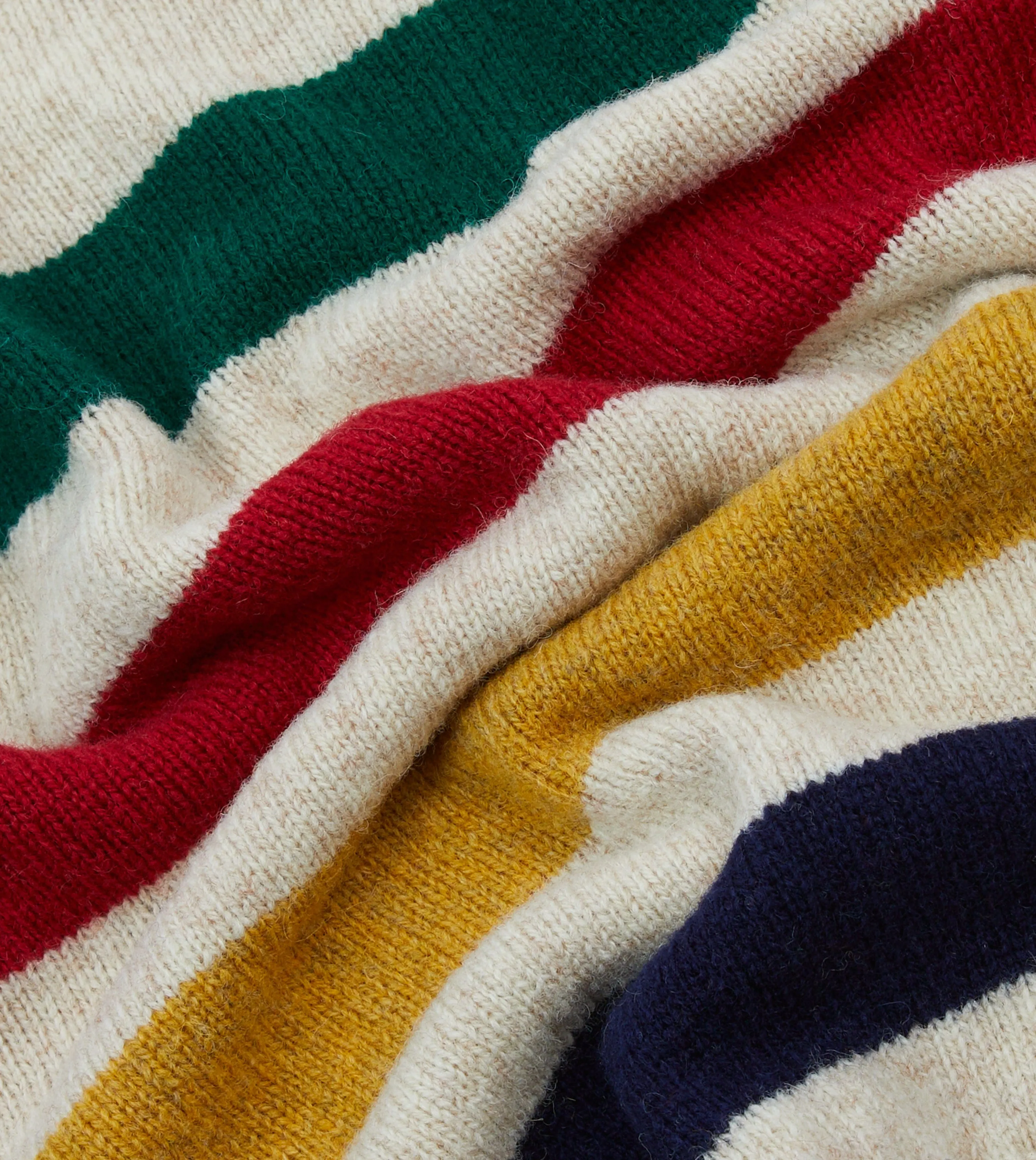 Ecru Multi Thick Stripe Brushed Shetland Crew Neck Jumper sold by Drake's London product image thumbnail 2