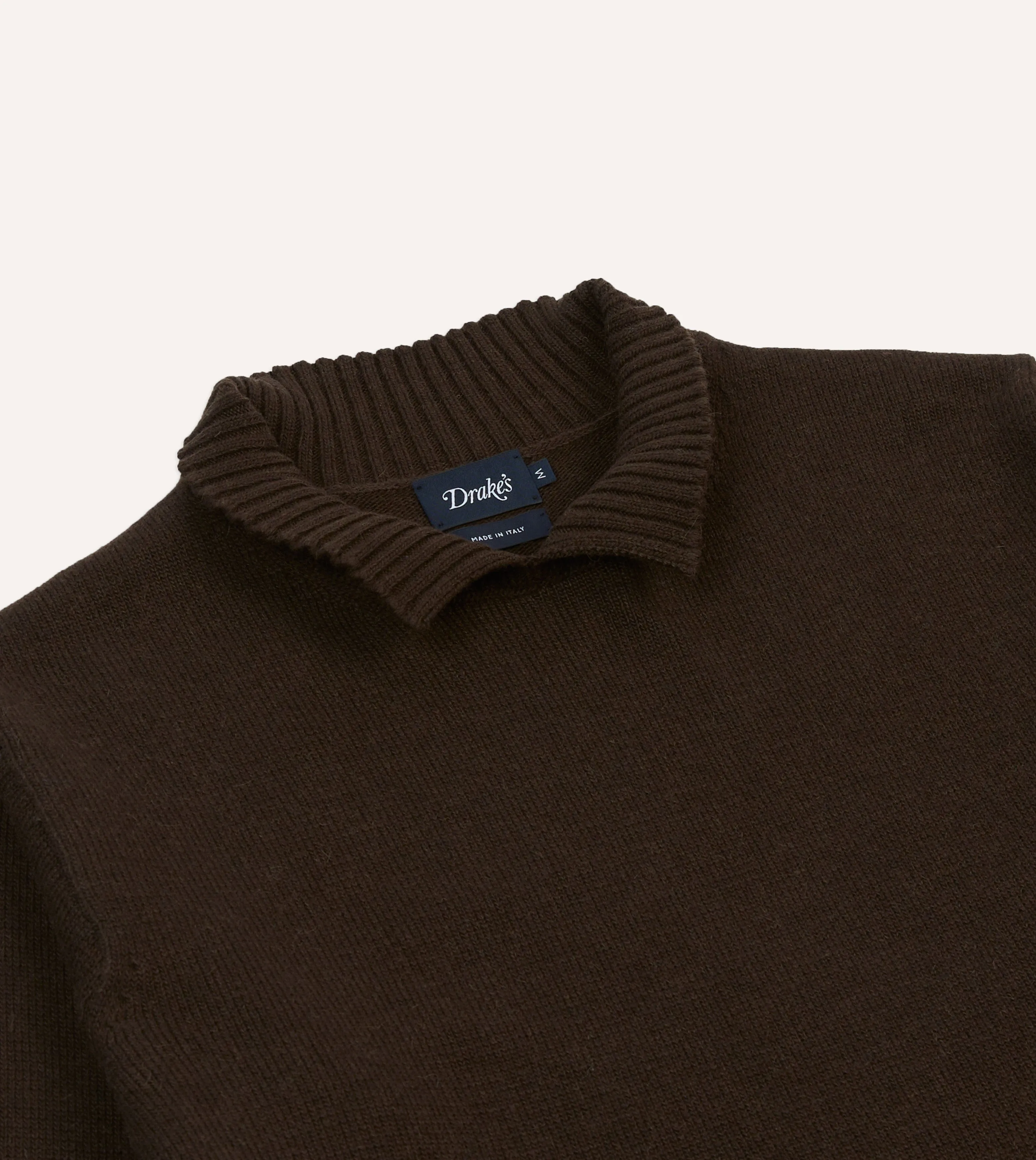 Brown Alpaca Lambswool Ribbed Integral Collar Jumper sold by Drake's London product image thumbnail 3