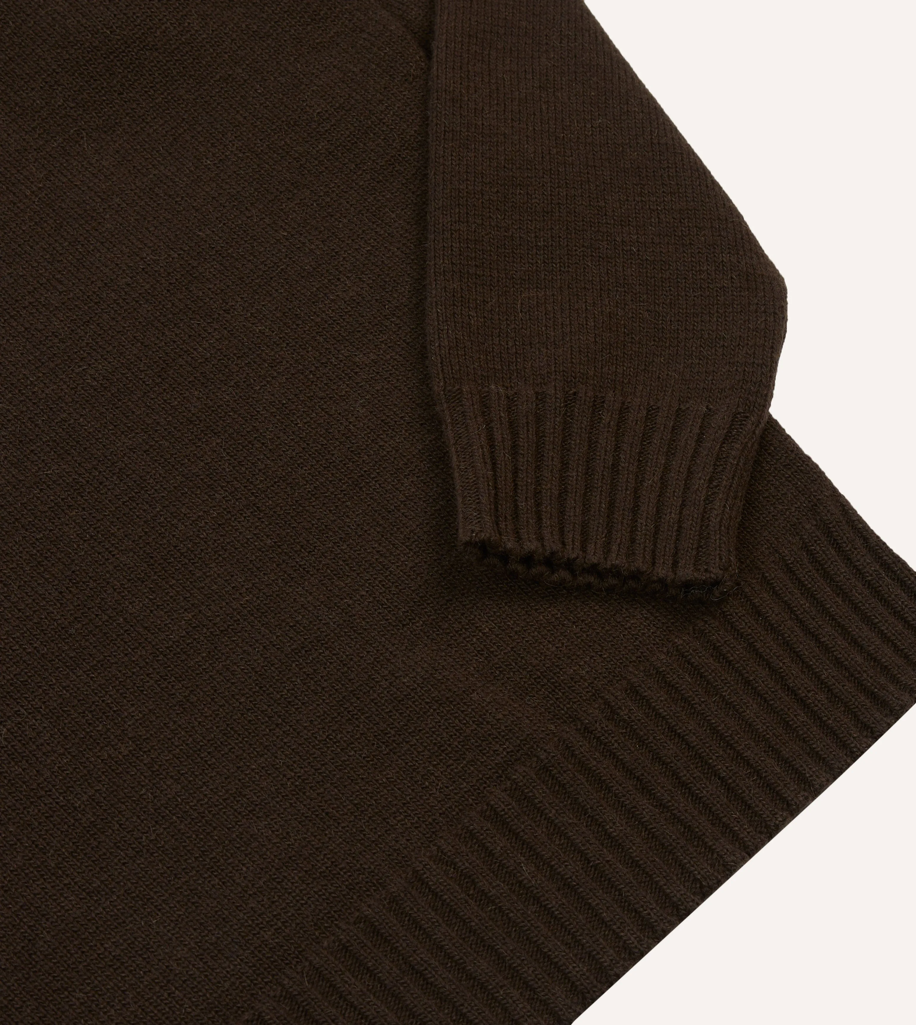 Brown Alpaca Lambswool Ribbed Integral Collar Jumper sold by Drake's London product image thumbnail 4
