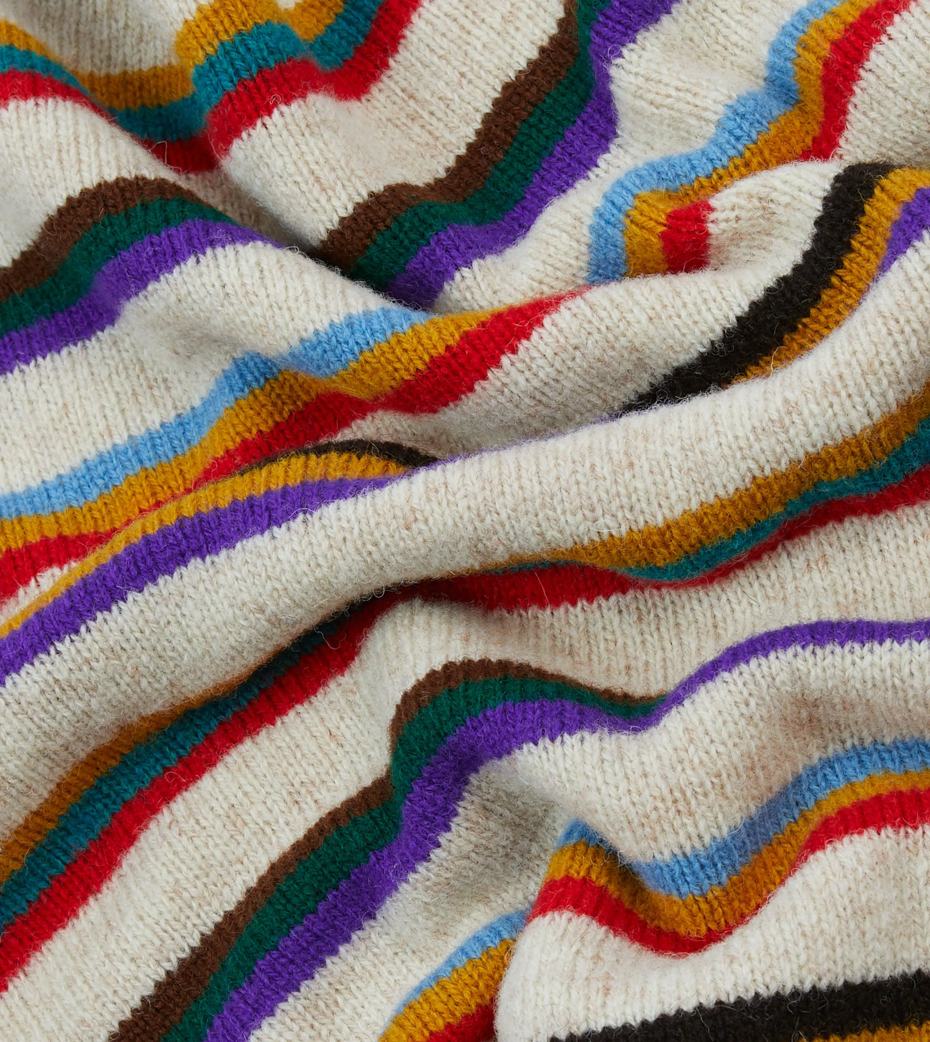 Ecru Multi Thin Stripe Brushed Shetland Crew Neck Jumper sold by Drake's London product image thumbnail 2