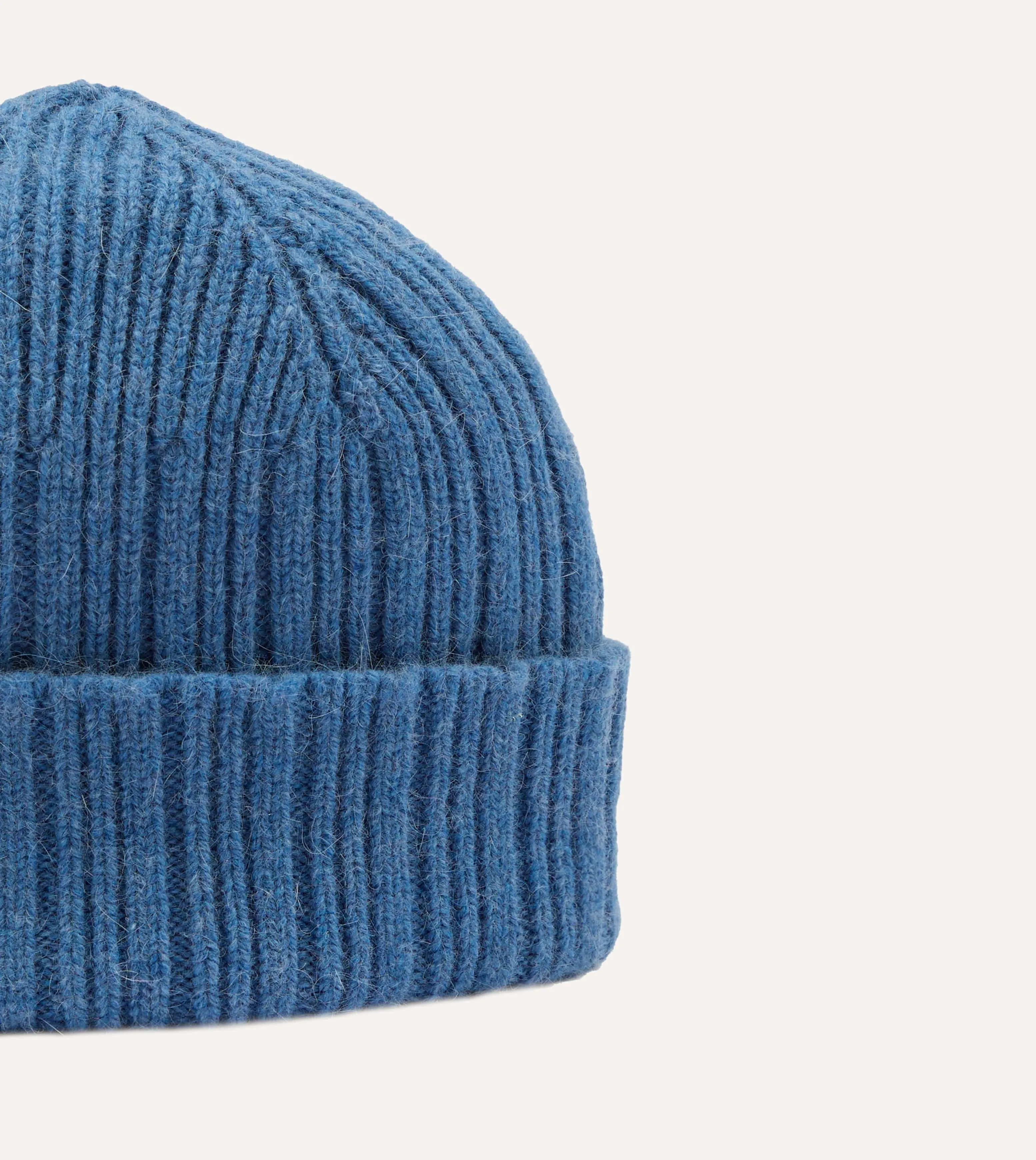 Sky Blue Geelongora Ribbed Knit Cap sold by Drake's London product image thumbnail 4