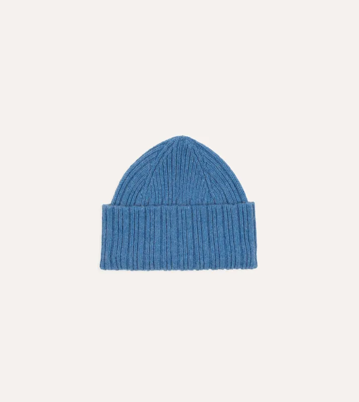 Sky Blue Geelongora Ribbed Knit Cap sold by Drake's London