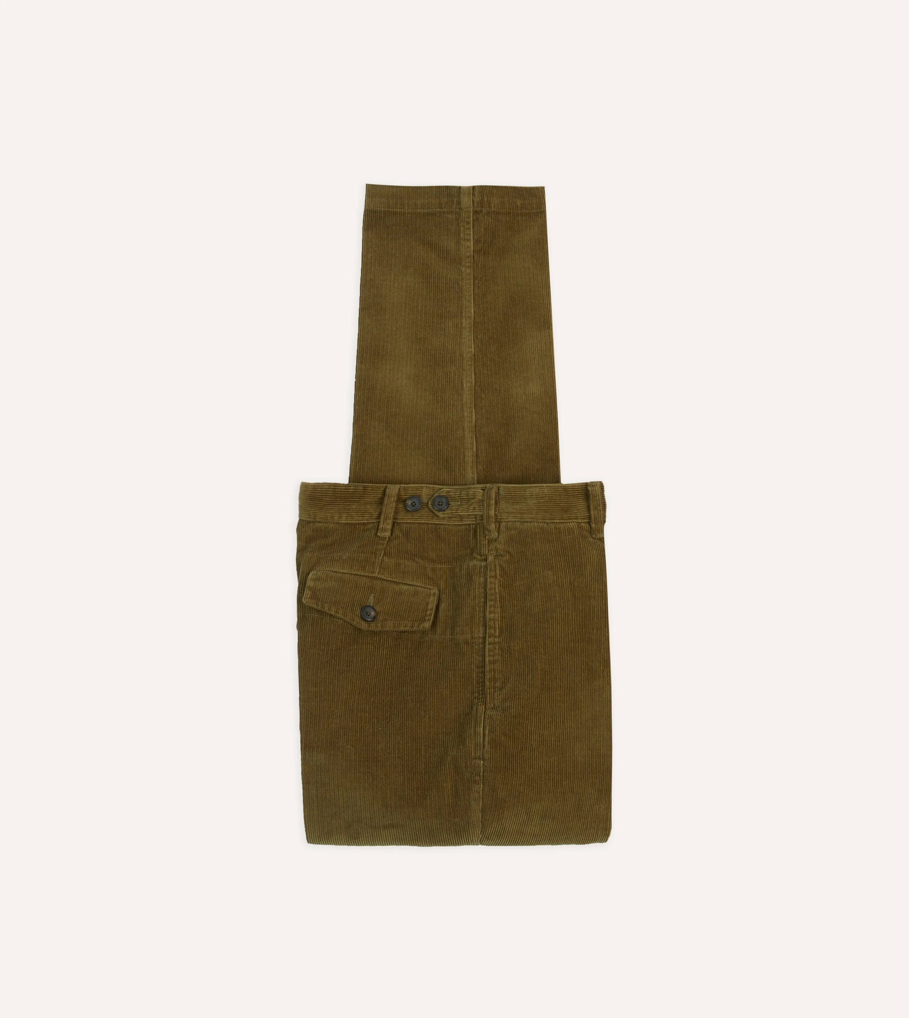 Olive Cotton Corduroy Field Games Trousers sold by Drake's London