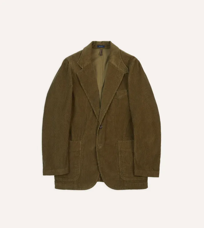 Olive Cotton Corduroy Field Games Blazer made by Drake's London