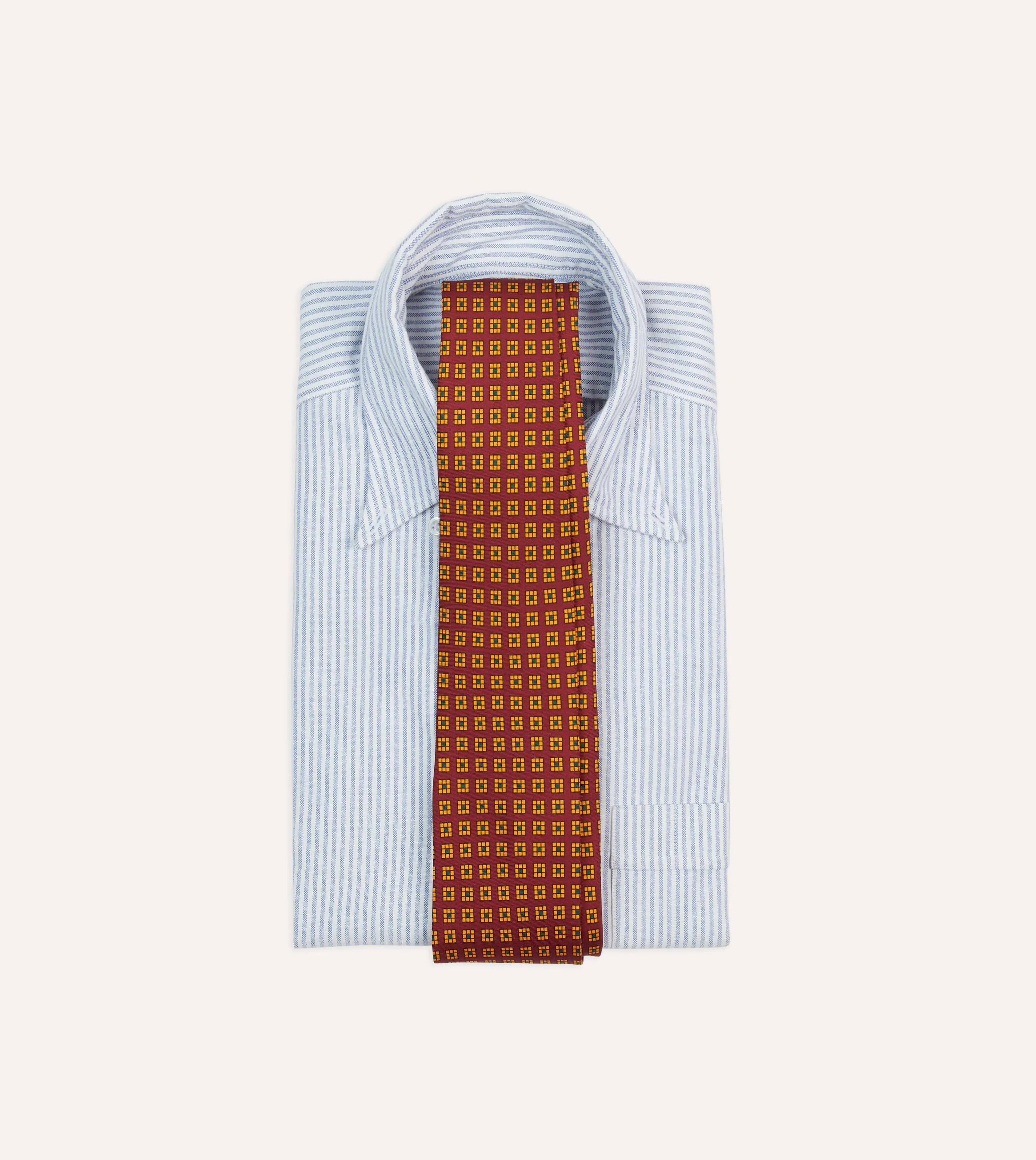 Red and Yellow Tile Print Silk Self-Tipped Tie sold by Drake's London product image thumbnail 2