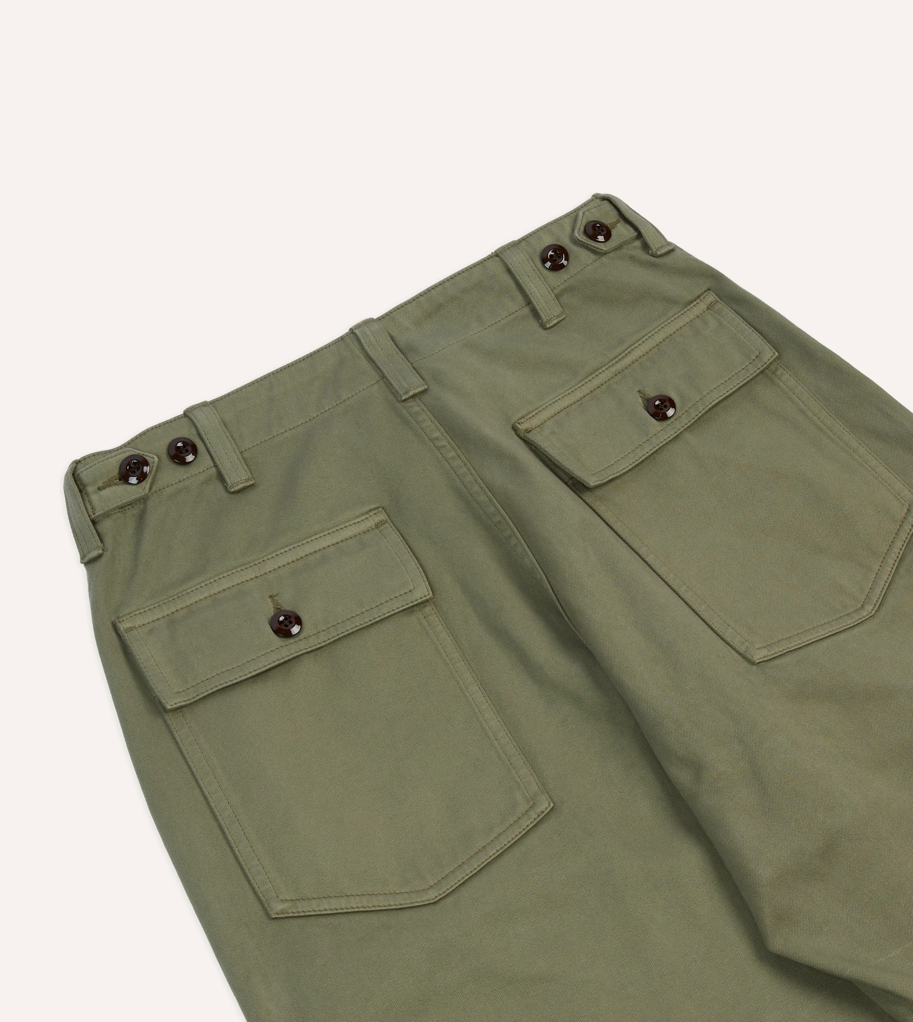 Light Olive Cotton Fatigue Trouser sold by Drake's London product image thumbnail 5