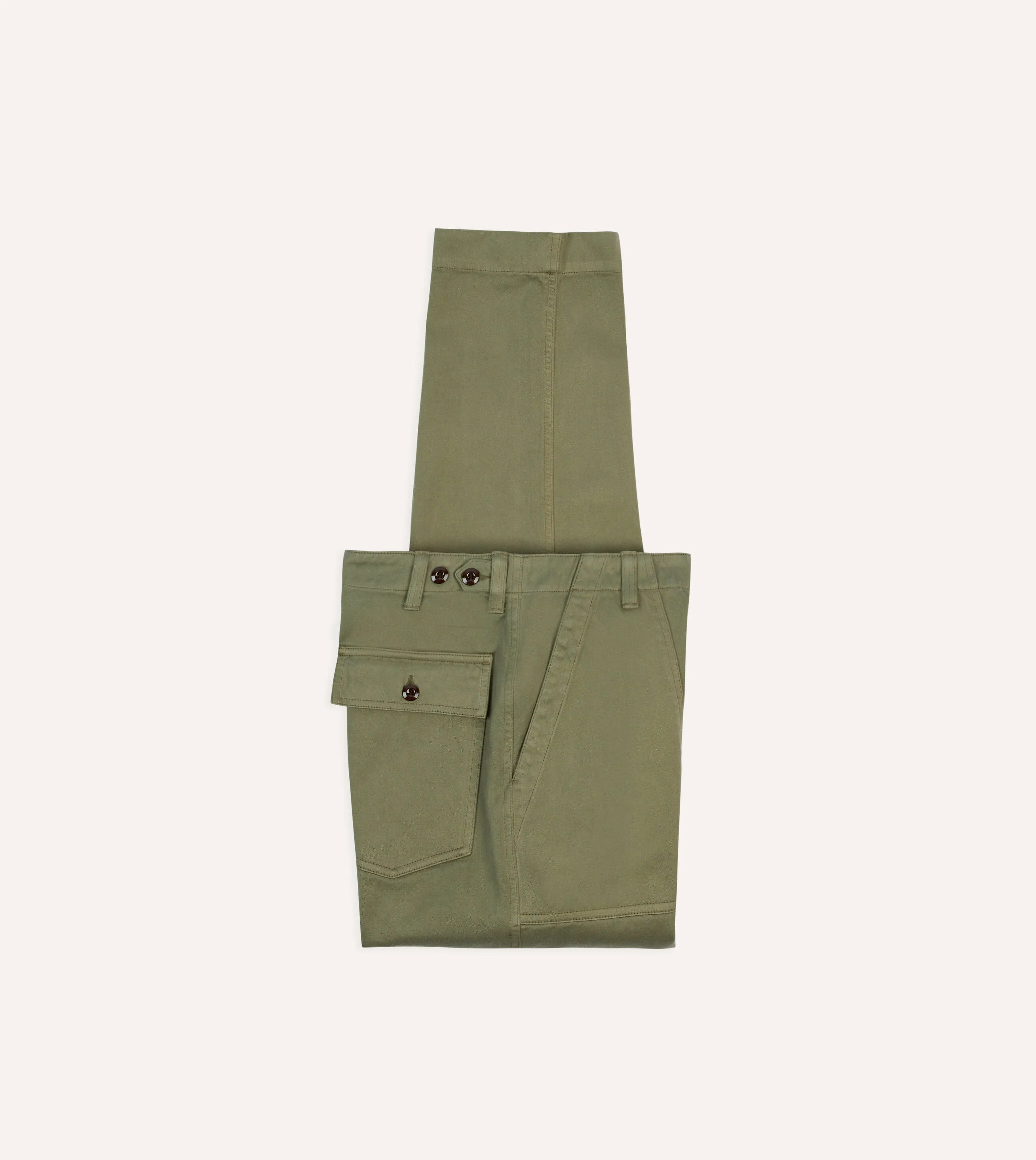 Light Olive Cotton Fatigue Trouser sold by Drake's London