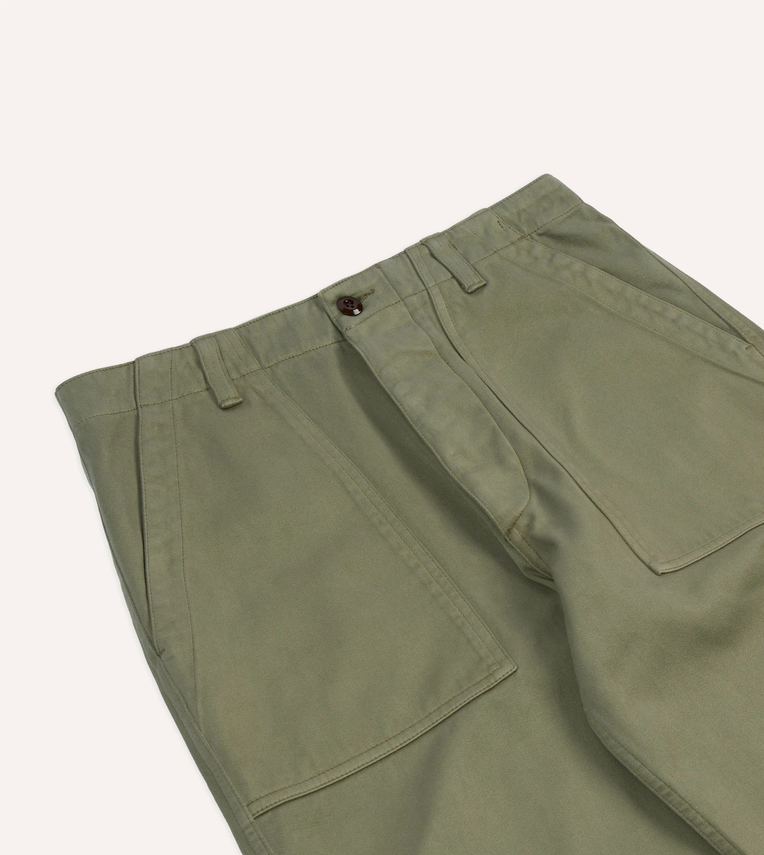 Light Olive Cotton Fatigue Trouser sold by Drake's London product image thumbnail 4