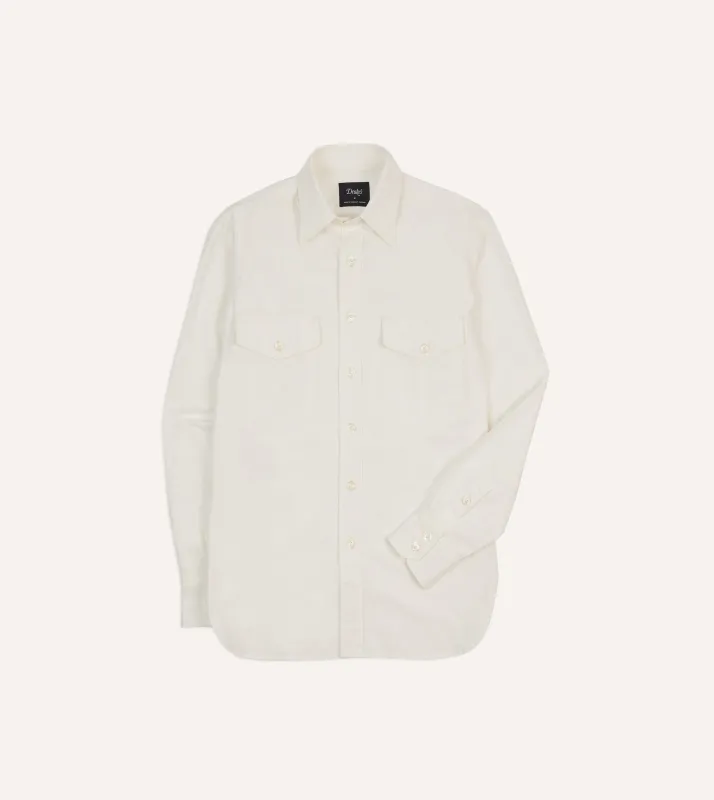 White Cotton Two-Pocket Work Shirt sold by Drake's London