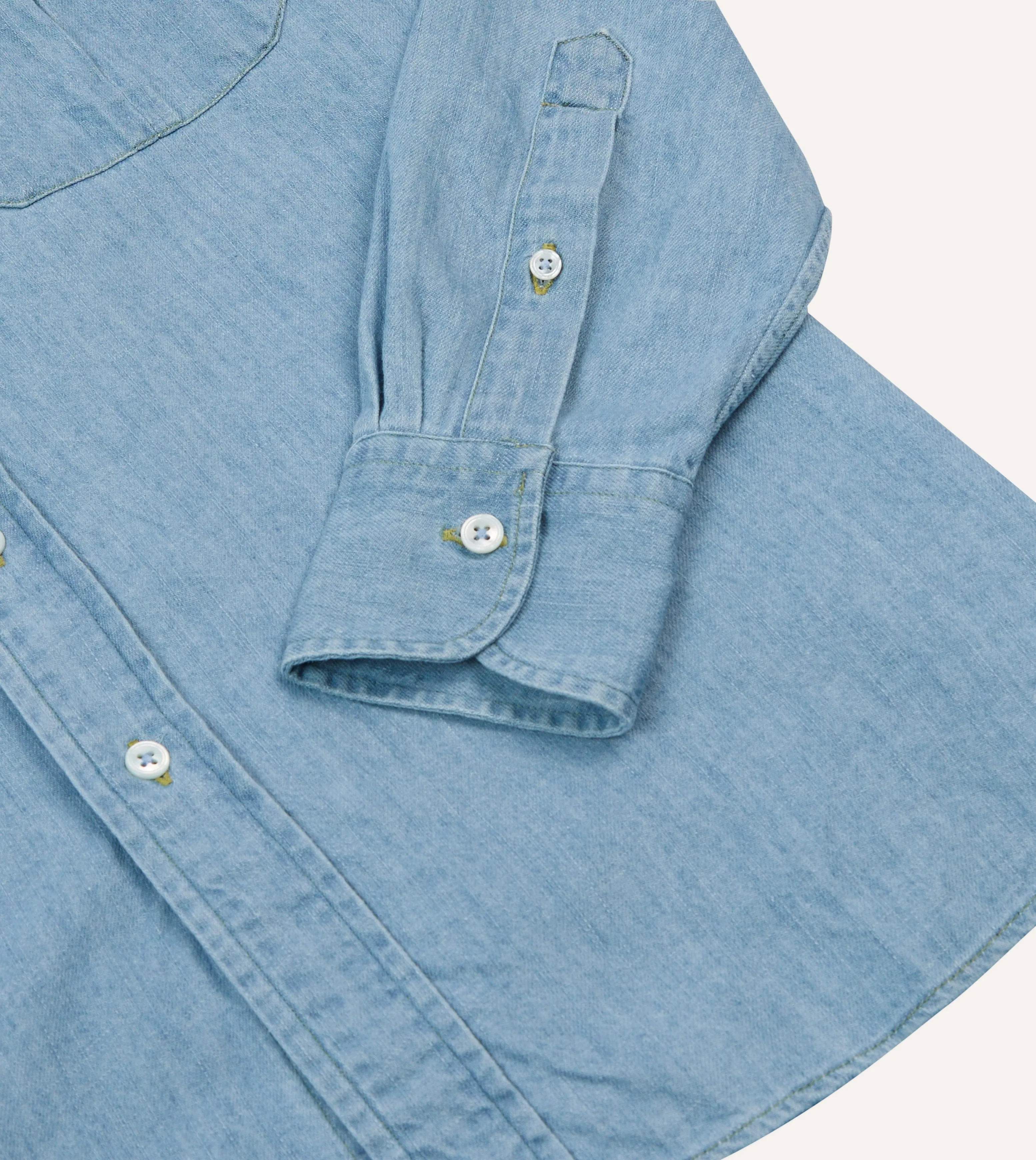 Bleach Wash Denim Work Shirt sold by Drake's London product image thumbnail 5