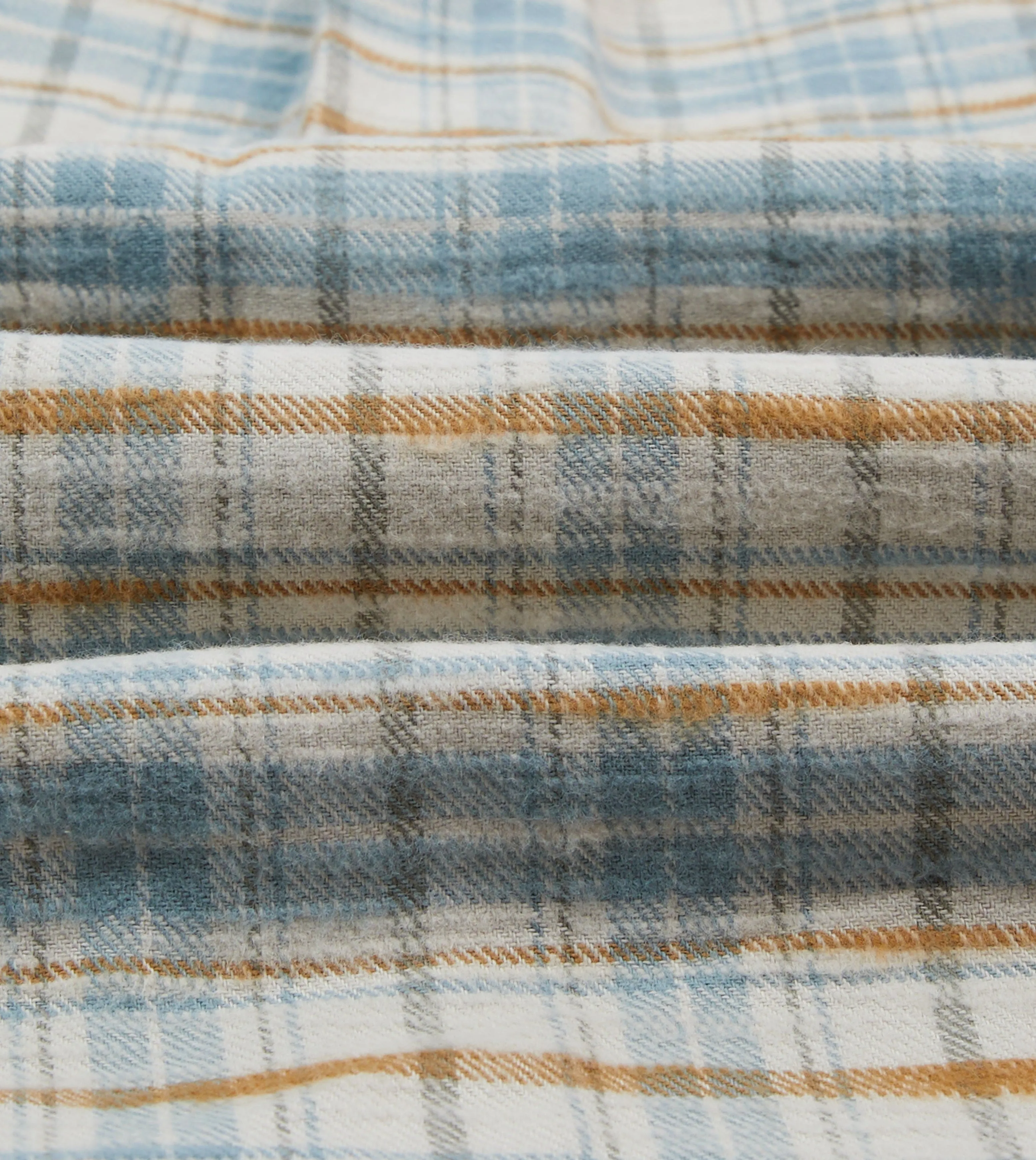 Ecru and Blue Check Cotton Two-Pocket Work Shirt sold by Drake's London product image thumbnail 2