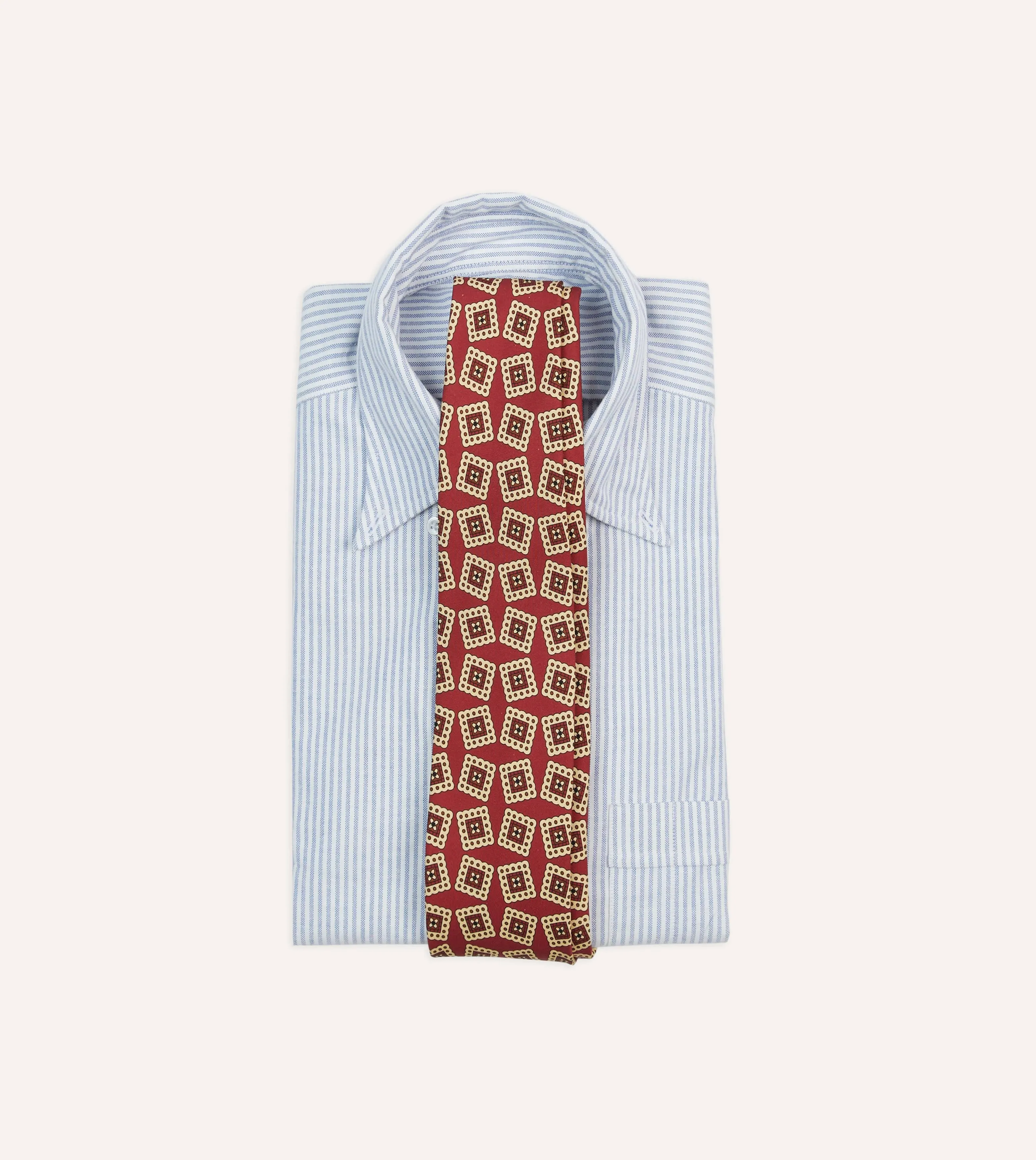 Red Jumbled Stamp Print Silk Self-Tipped Tie sold by Drake's London product image thumbnail 2