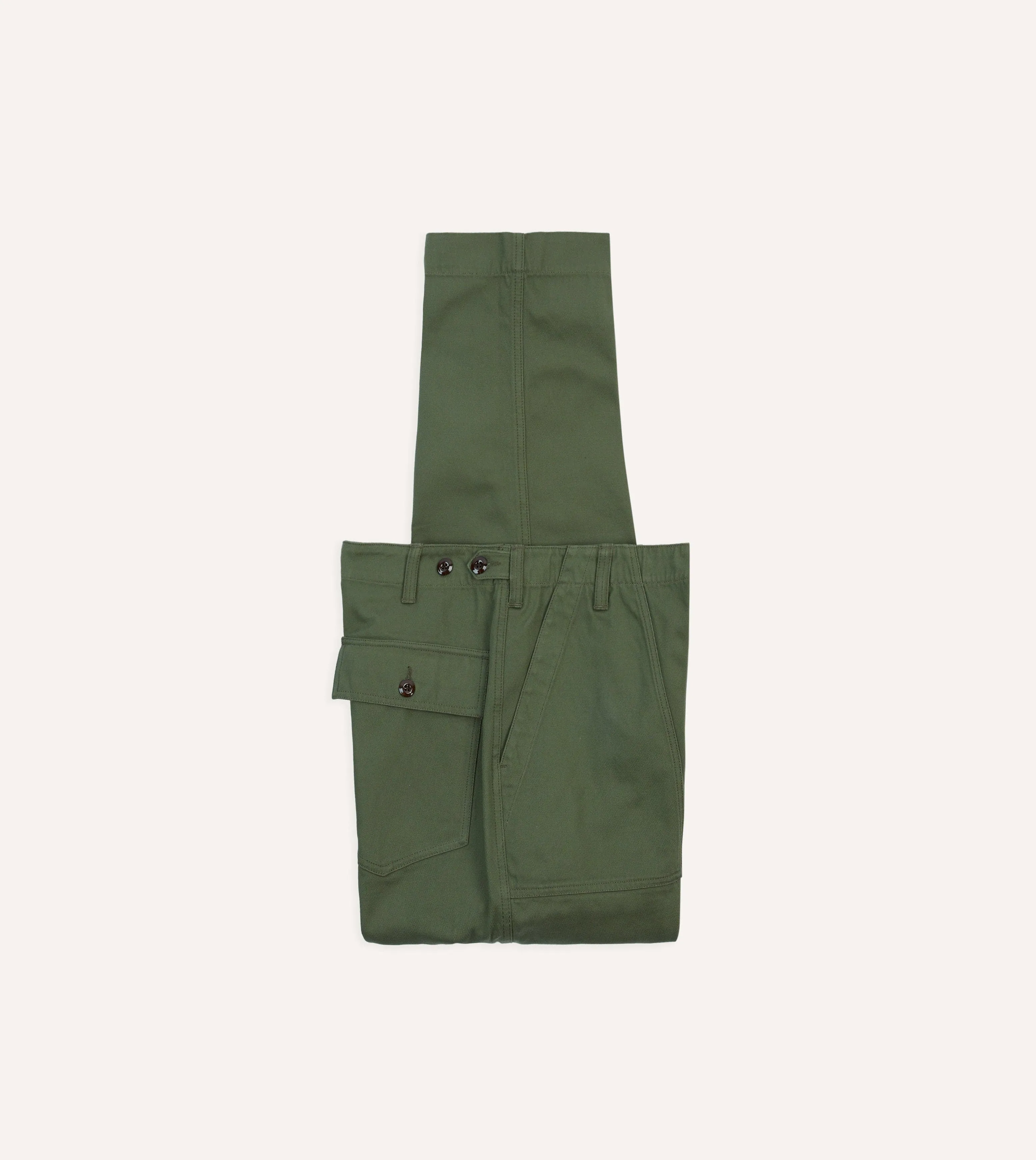 Olive Cotton Fatigue Trouser sold by Drake's London