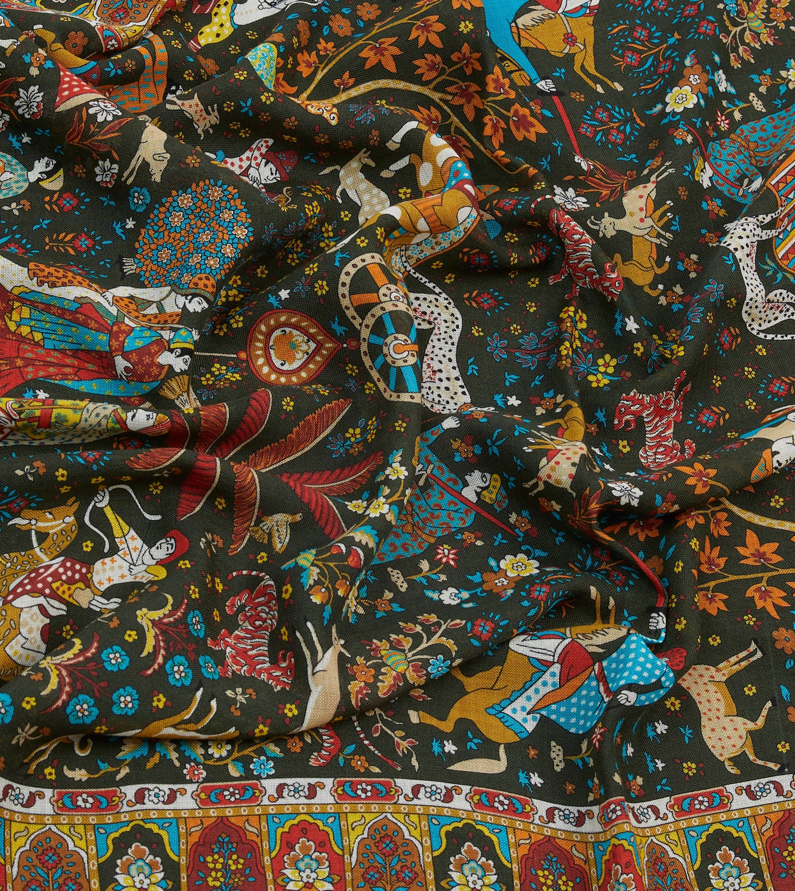 Green Mughal Garden Print Wool Silk Scarf sold by Drake's London product image thumbnail 2