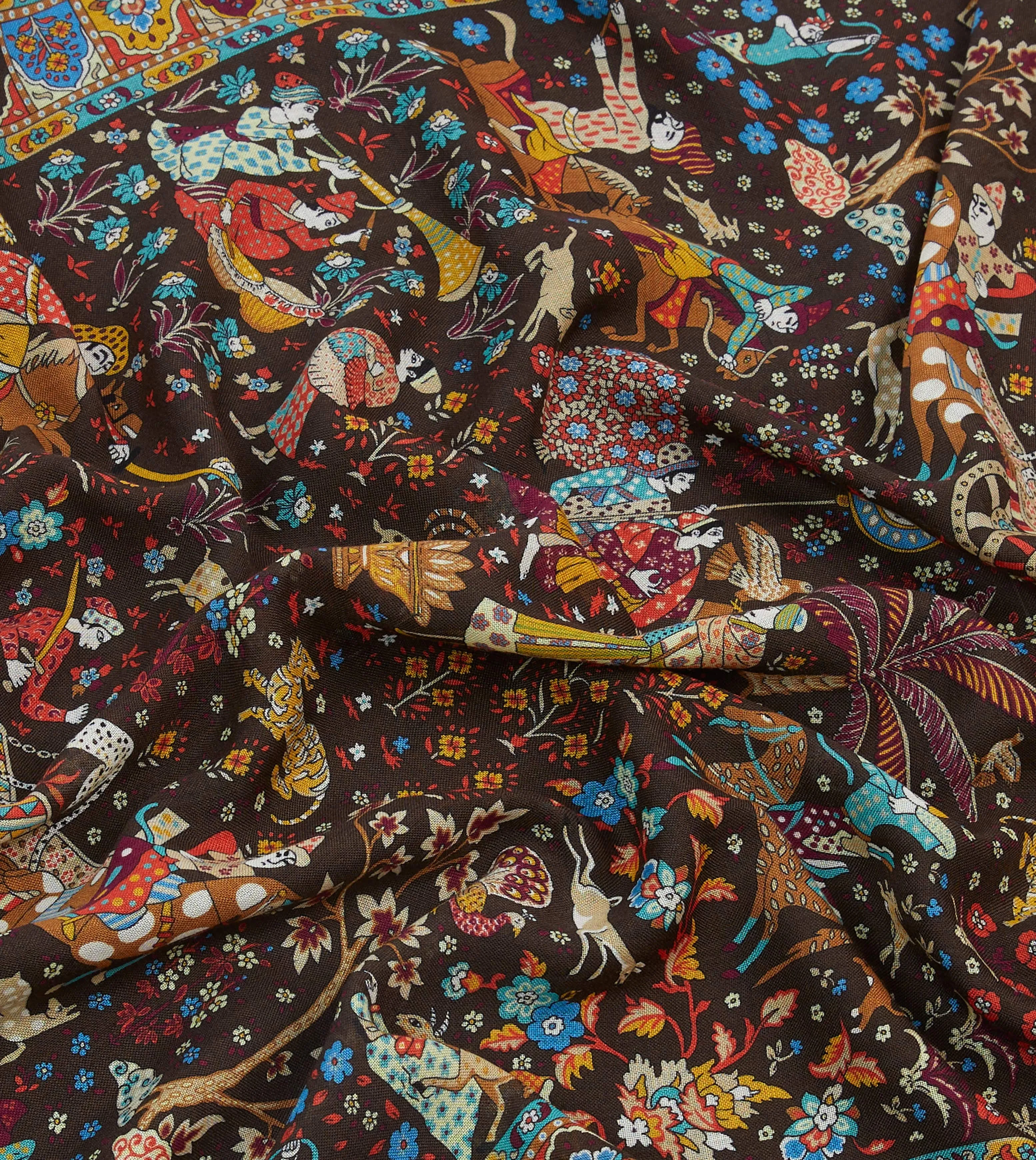 Brown Mughal Garden Print Wool Silk Scarf sold by Drake's London product image thumbnail 2