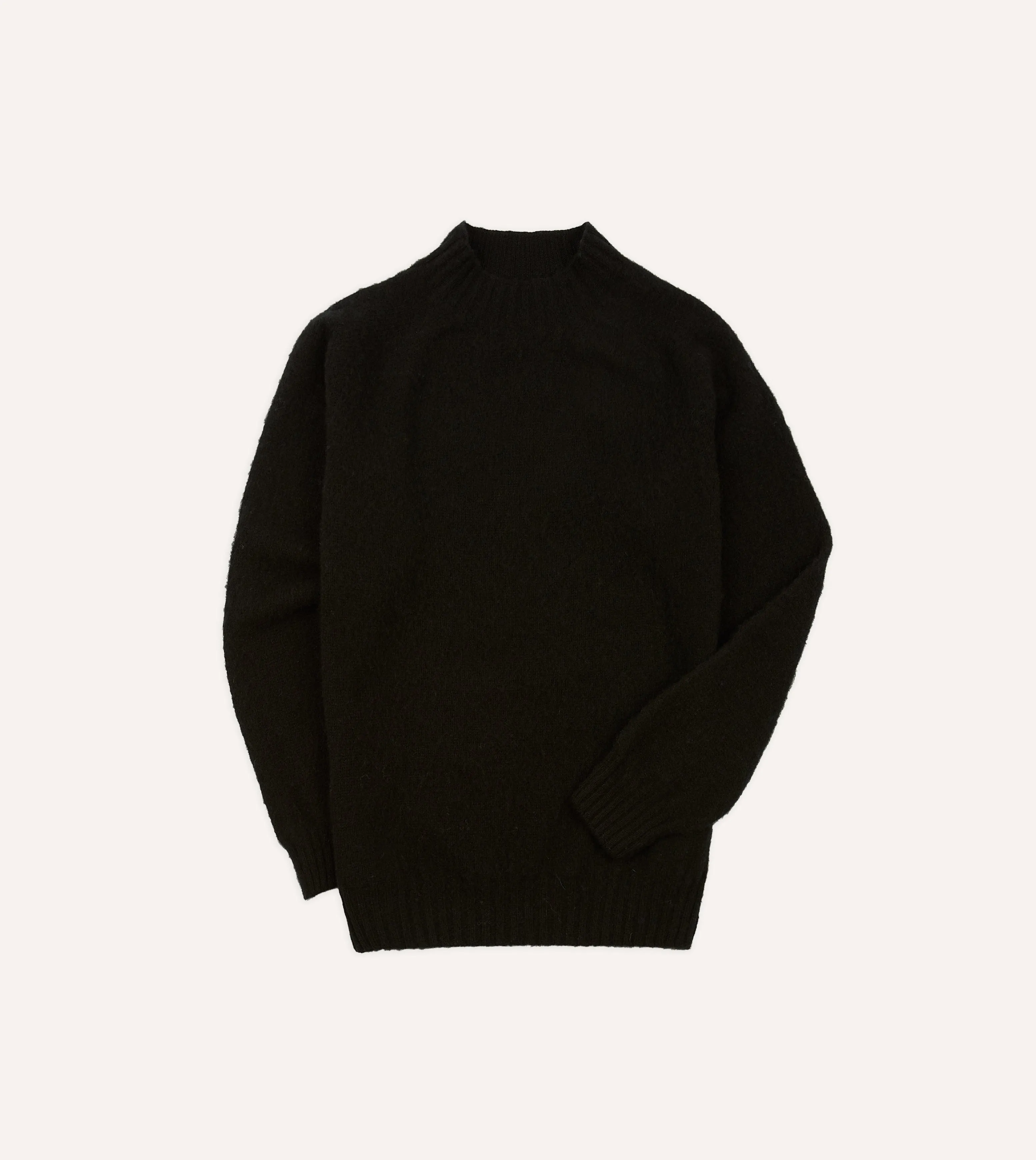 Black Brushed Shetland Mock Neck Jumper sold by Drake's London