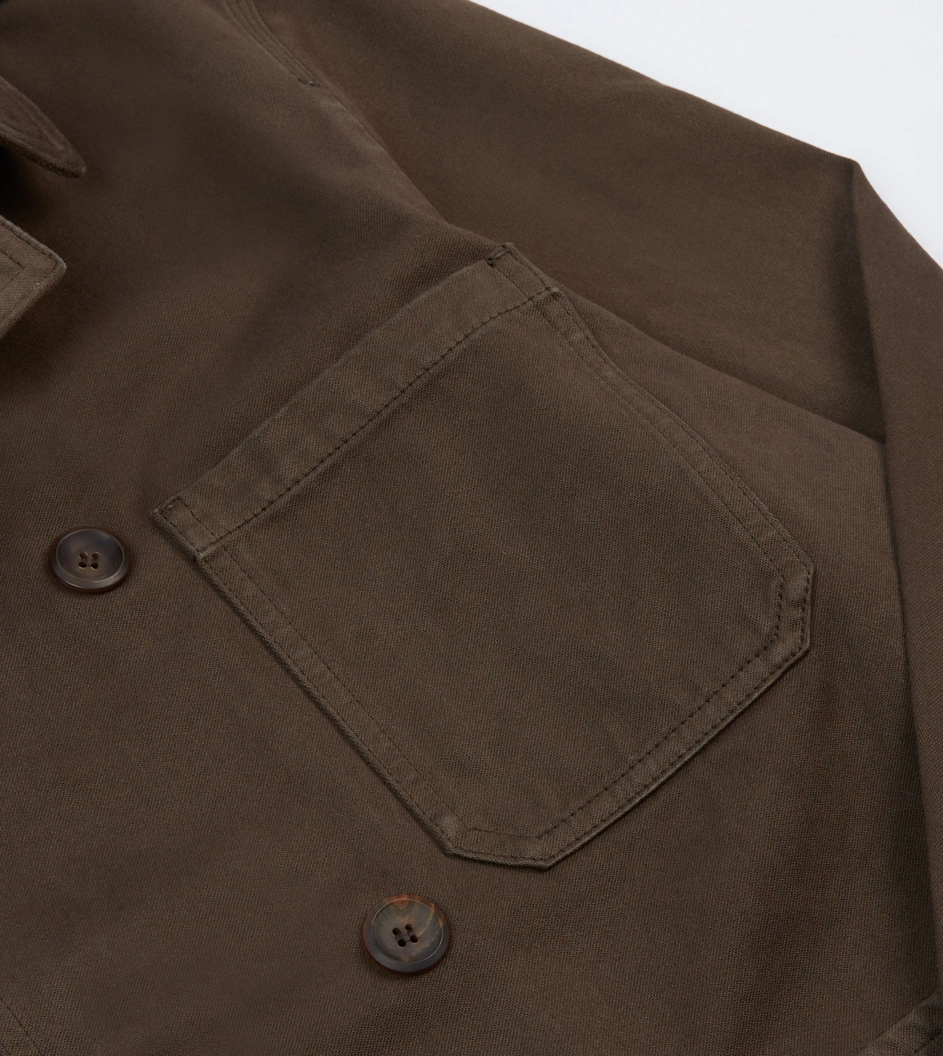 Brown Cotton Double-Breasted Chore Coat sold by Drake's London product image thumbnail 4