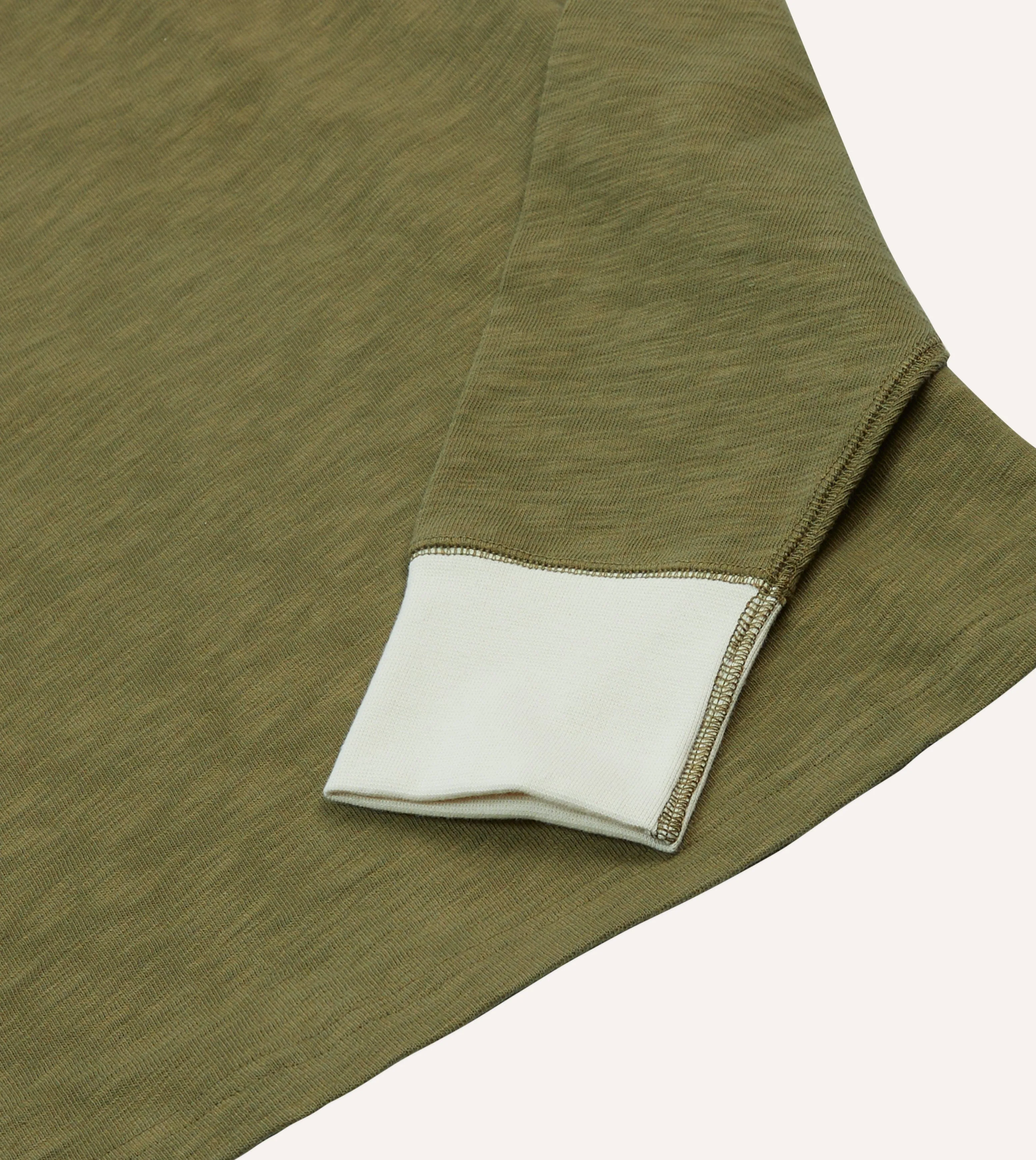 Khaki Cotton Long-Sleeve Roll Neck Hiking T-Shirt sold by Drake's London product image thumbnail 4