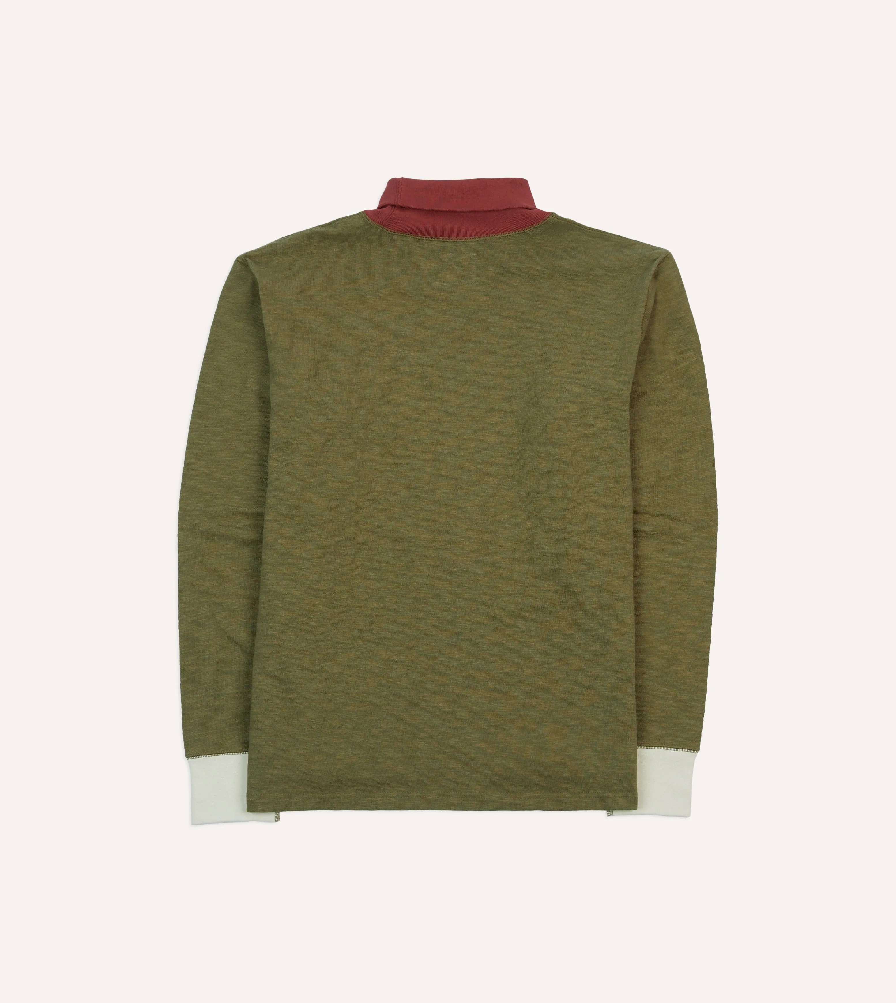 Khaki Cotton Long-Sleeve Roll Neck Hiking T-Shirt sold by Drake's London product image thumbnail 5