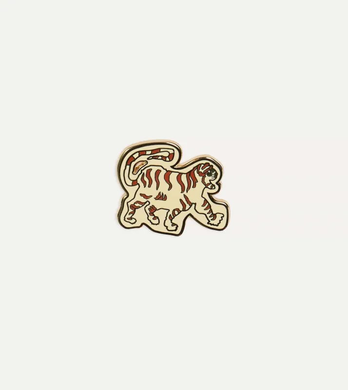 Shoyoroll by Drake's Enamel Tiger Pin sold by Drake's London