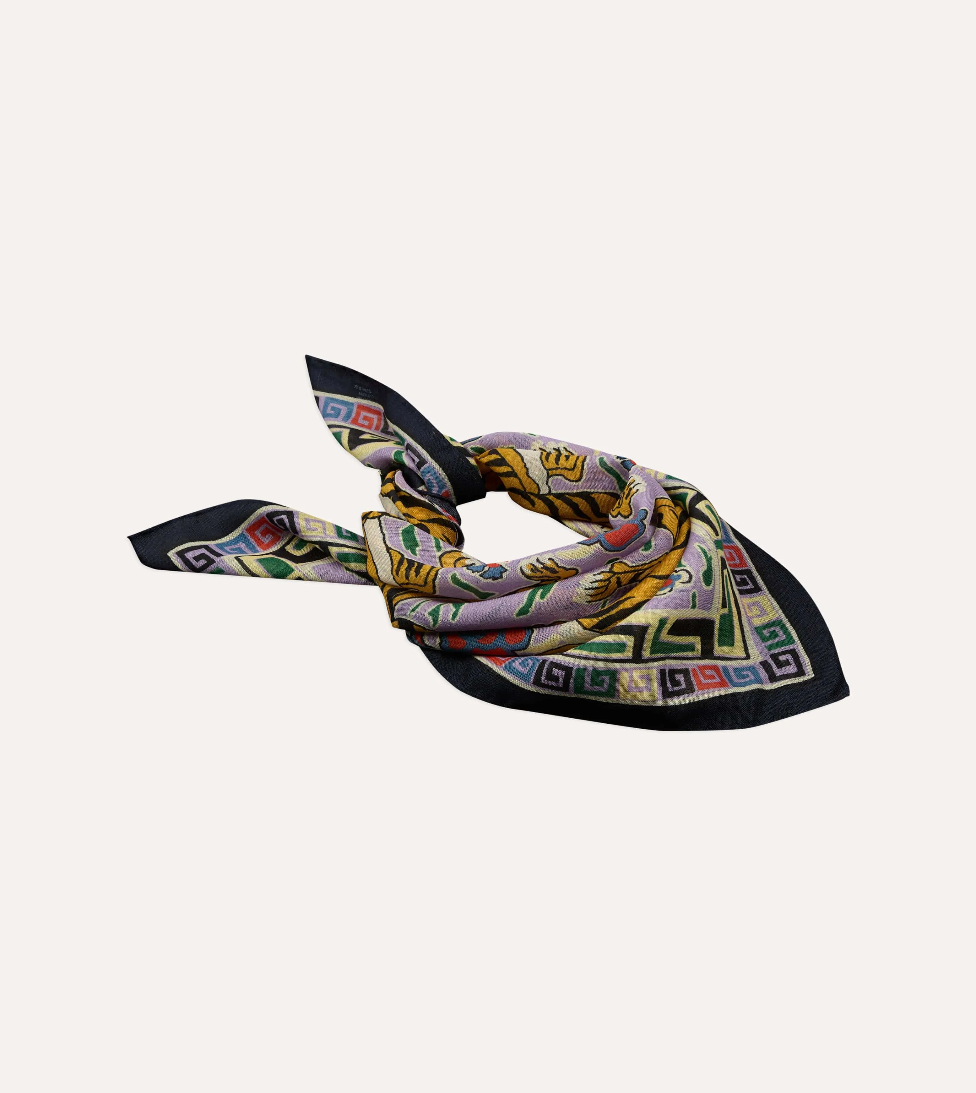 Shoyoroll by Drake's Tiger Print Wool-Silk Bandana sold by Drake's London product image thumbnail 4