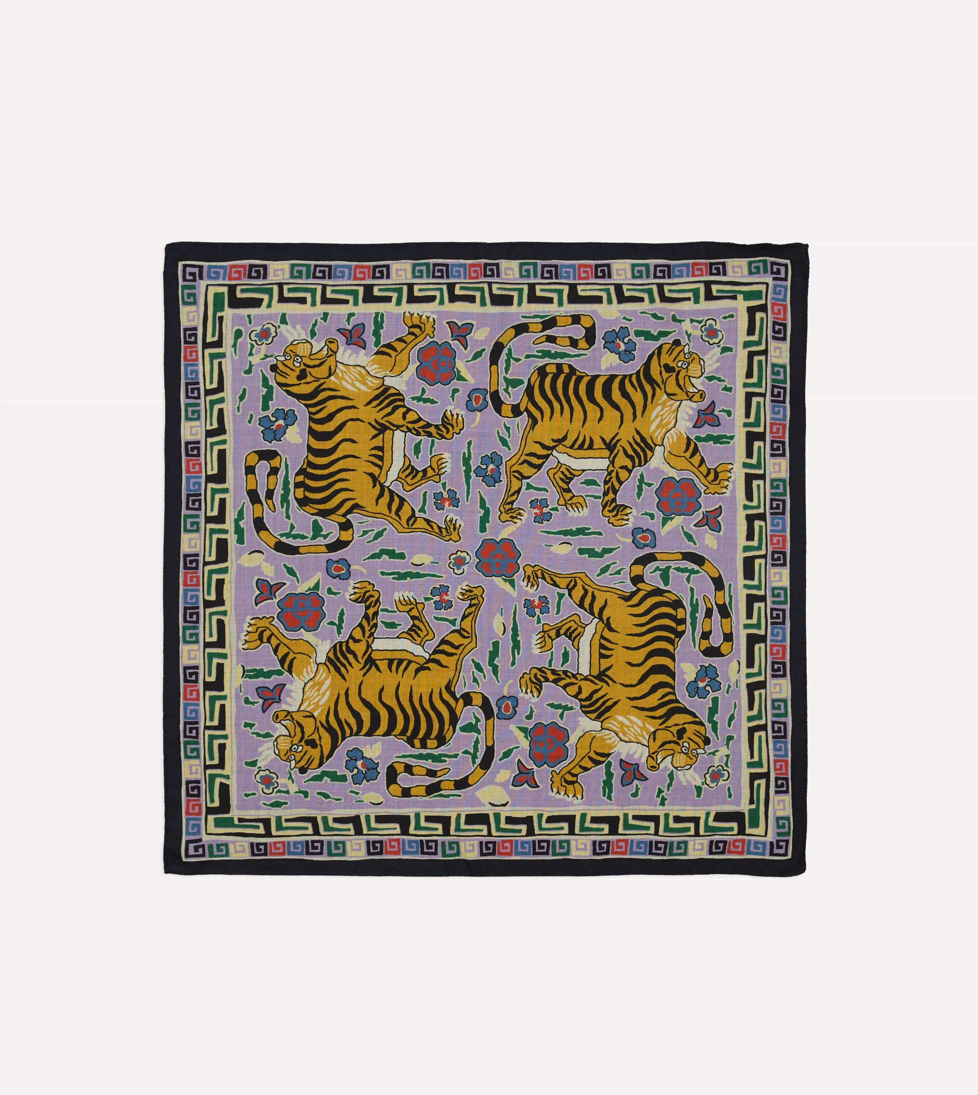 Shoyoroll by Drake's Tiger Print Wool-Silk Bandana sold by Drake's London