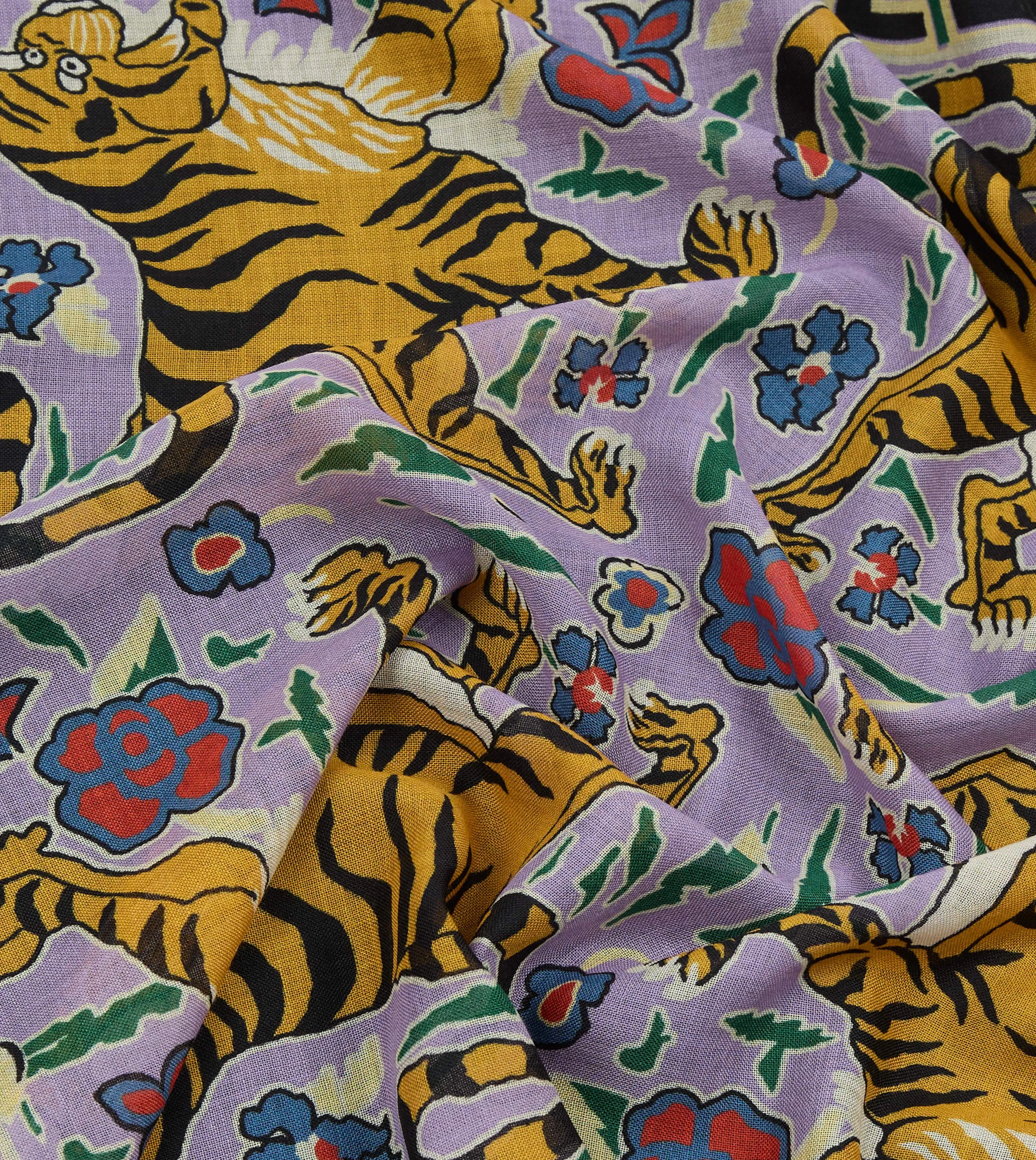 Shoyoroll by Drake's Tiger Print Wool-Silk Bandana sold by Drake's London product image thumbnail 2