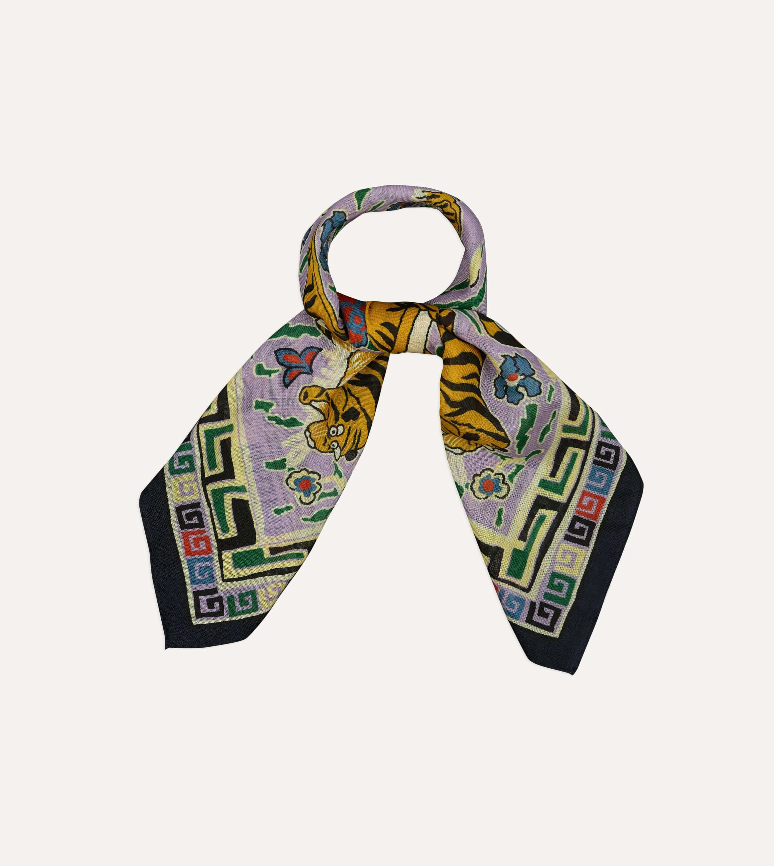 Shoyoroll by Drake's Tiger Print Wool-Silk Bandana sold by Drake's London product image thumbnail 5