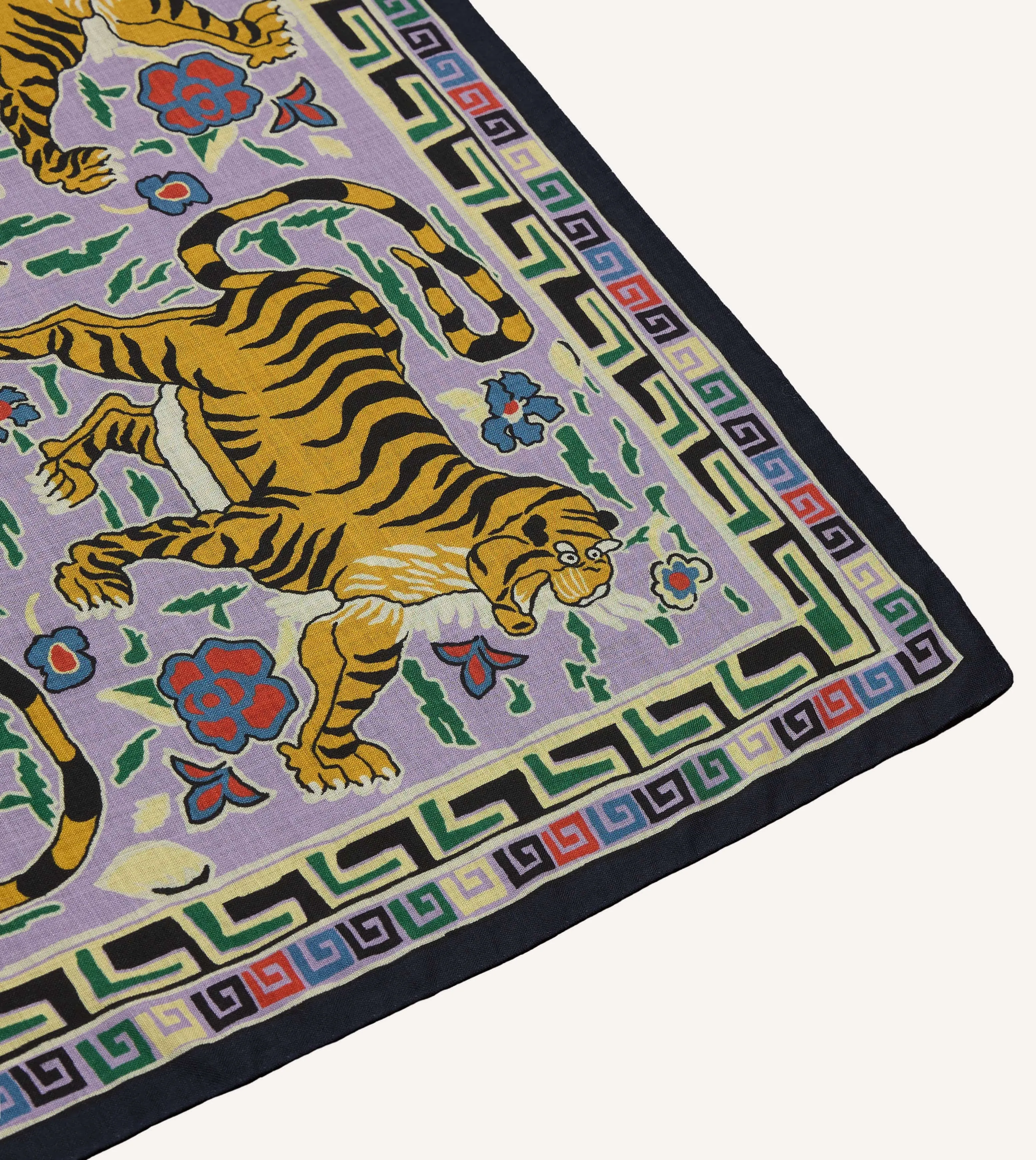 Shoyoroll by Drake's Tiger Print Wool-Silk Bandana sold by Drake's London product image thumbnail 3