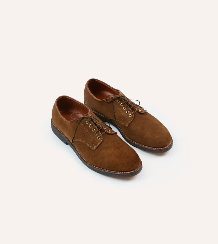 Alden for Drake's Tobacco Suede Plain-Toe Blucher with Double Crepe Sole sold by Drake's London